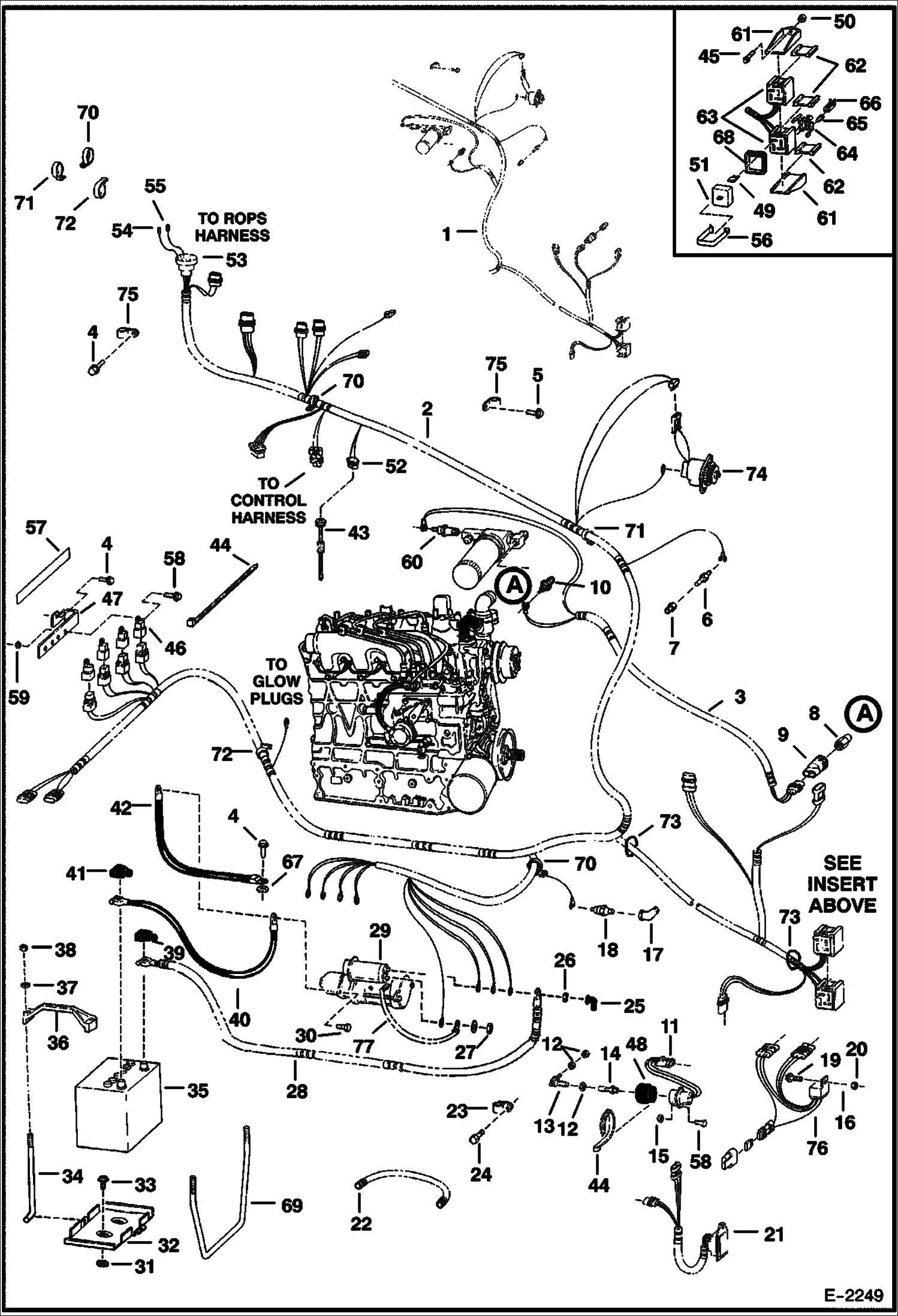 Схема запчастей Bobcat 700s - ENGINE ELECTRICAL CIRCUITRY (W/O B.O.S.S. Option) ELECTRICAL SYSTEM