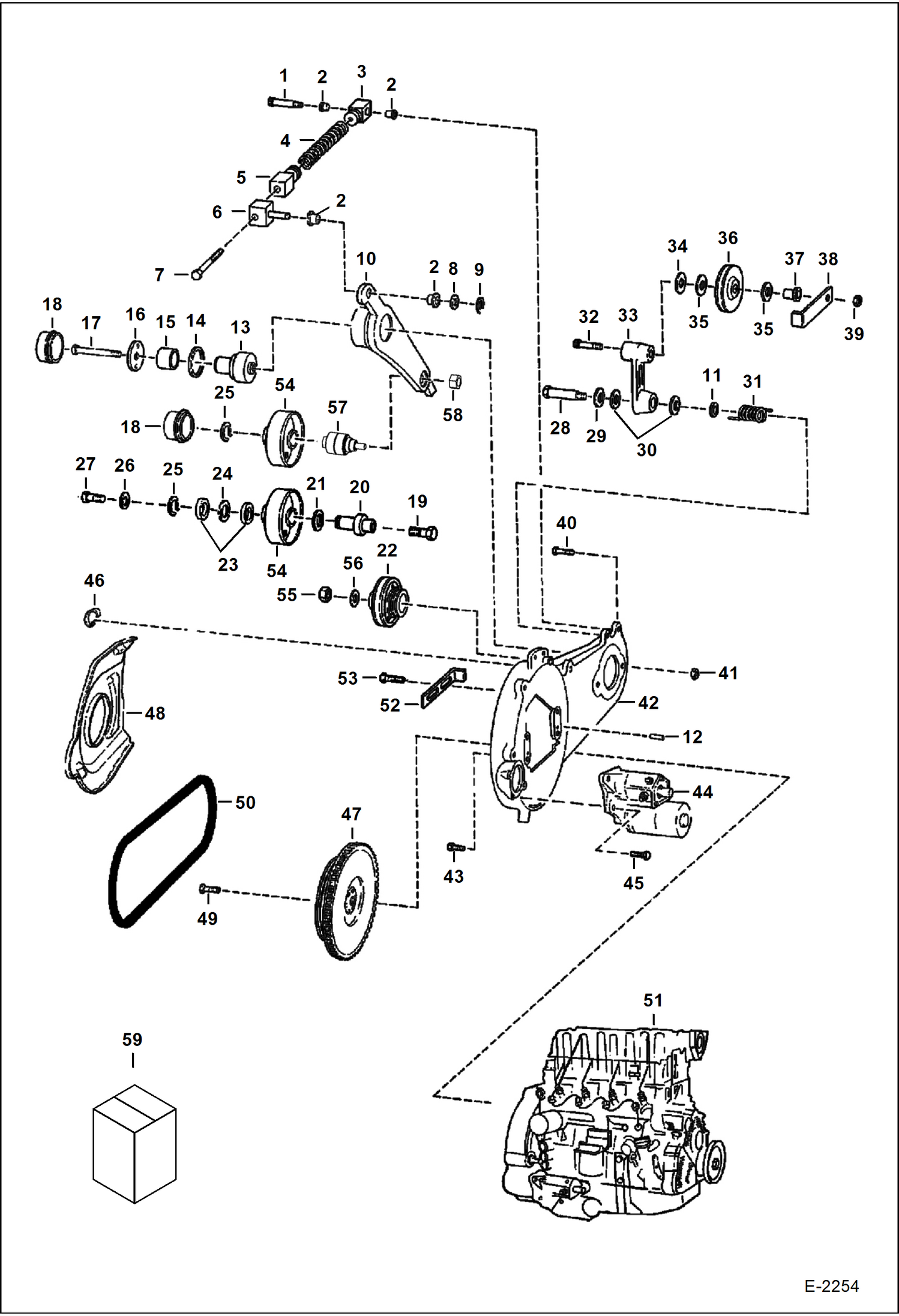 Схема запчастей Bobcat 800s - ENGINE & ATTACHING PARTS (Belt Drive System) POWER UNIT