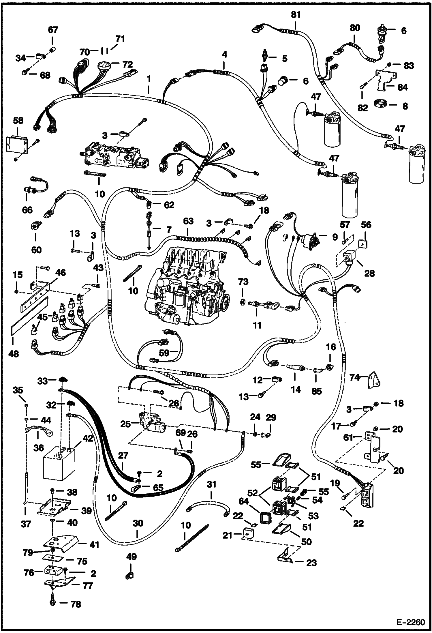 Схема запчастей Bobcat 800s - ENGINE ELECTRICAL CIRCUITRY (W/ B.O.S.S. Option) ELECTRICAL SYSTEM