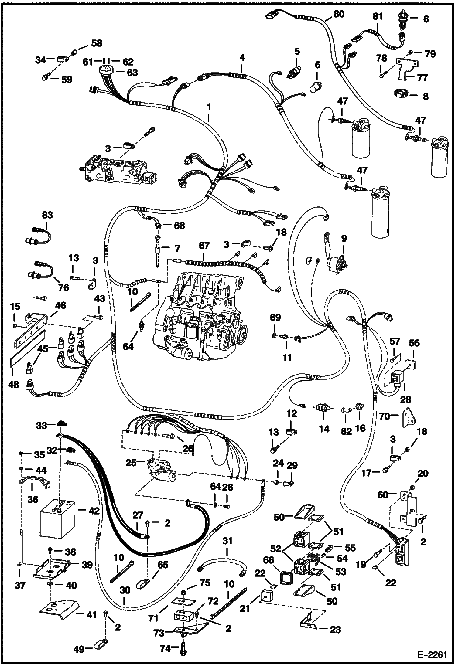 Схема запчастей Bobcat 800s - ENGINE ELECTRICAL CIRCUITRY (W/O B.O.S.S. Option) ELECTRICAL SYSTEM