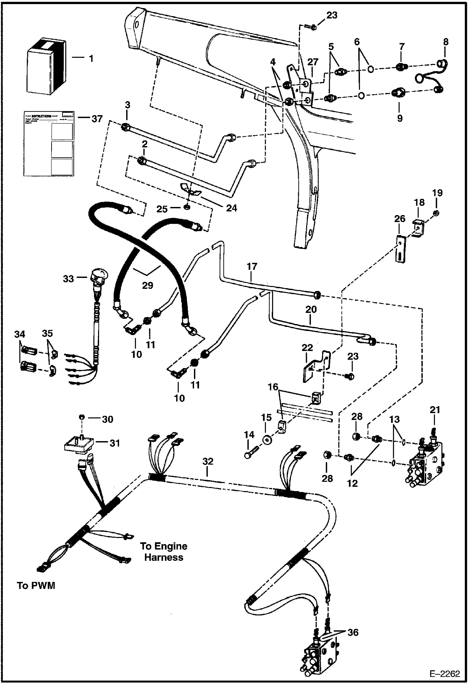 Схема запчастей Bobcat 600s - FRONT AUXILIARY KIT (W/Poppet Couplers) (5148 11080 & Below) ACCESSORIES & OPTIONS