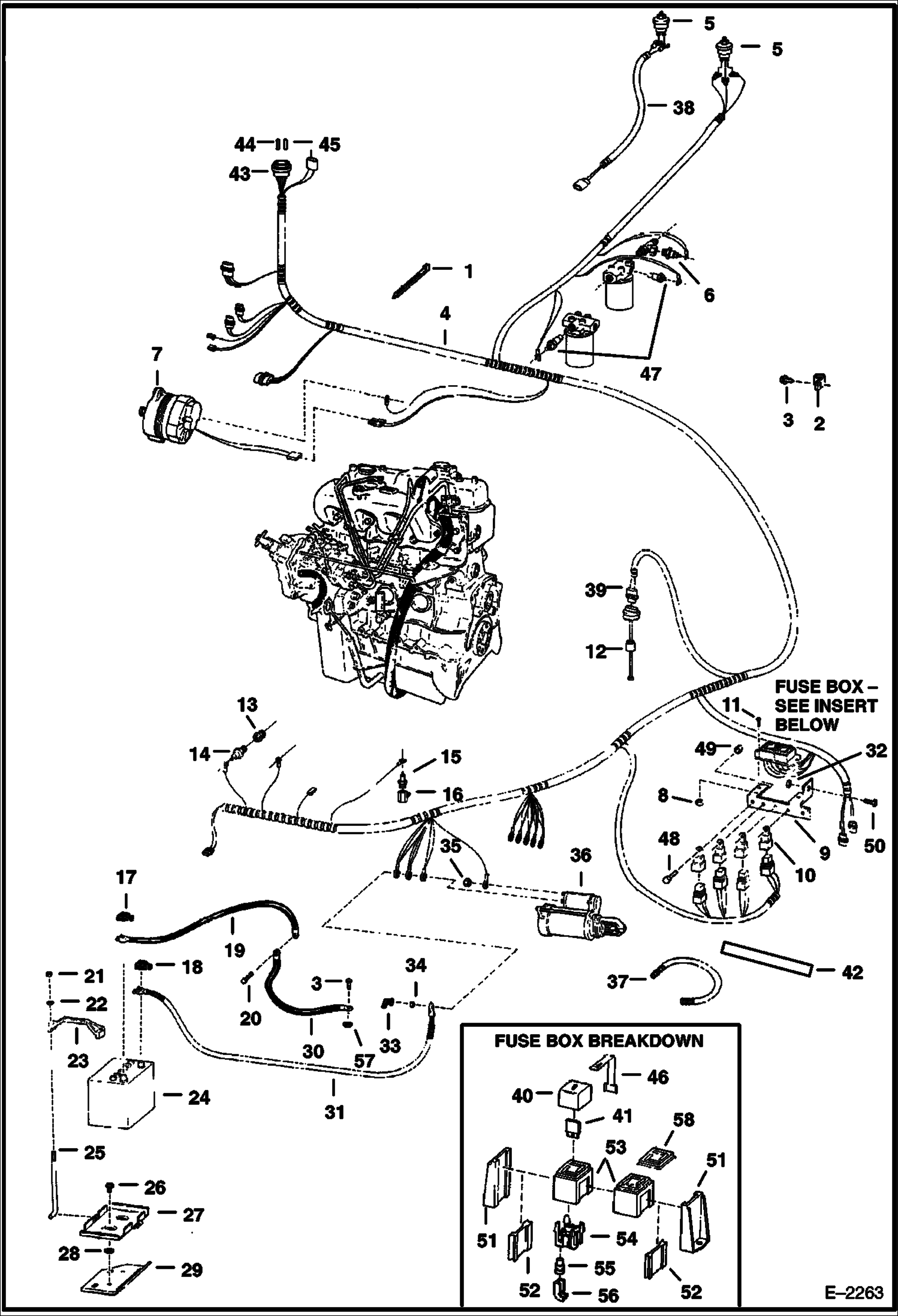 Схема запчастей Bobcat 800s - ENGINE ELECTRICAL CIRCUITRY (W/O B.O.S.S. Option) ELECTRICAL SYSTEM