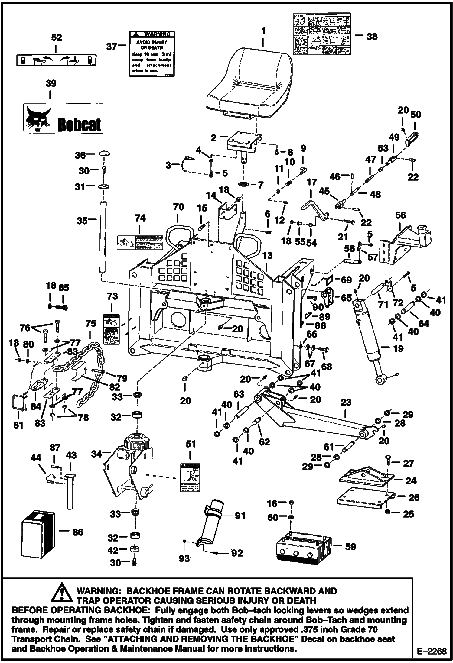 Схема запчастей Bobcat BACKHOE - BACKHOE (Main Frame) (709FDS 5841 & A5F3) 709 BACKHOE