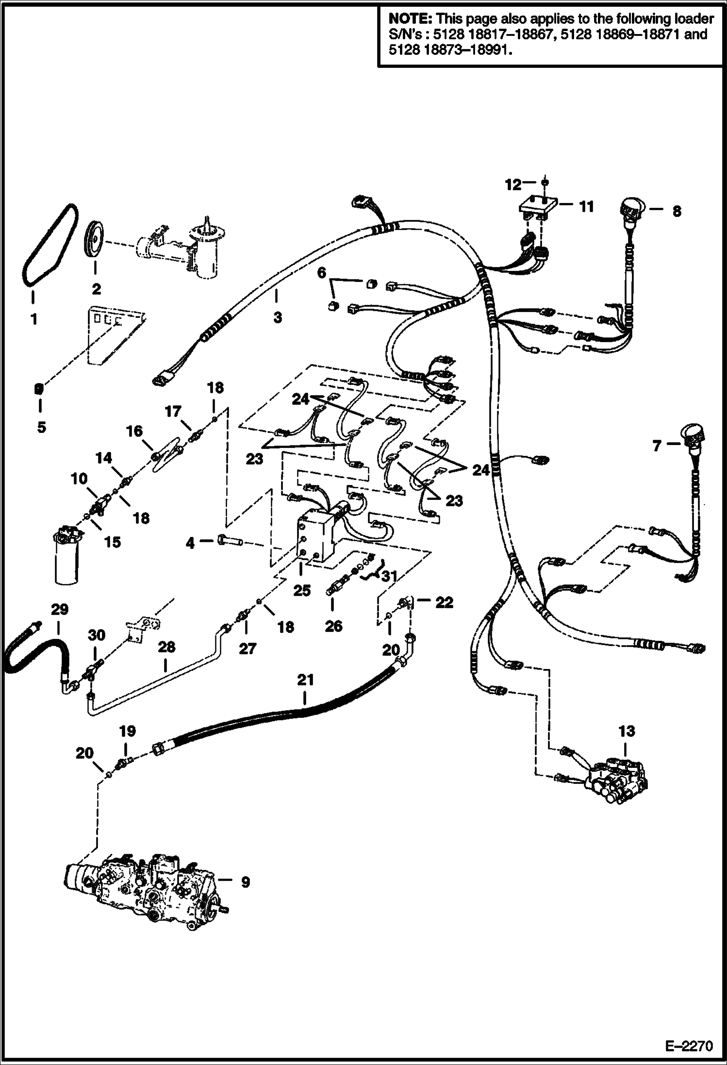 Схема запчастей Bobcat 800s - HIGH HORSEPOWER HYDRAULICS (Hydrostatic Circuitry) (S/N 5128 16001-18891 & 5097 18001-18812 - SEE NOTE) HIGH FLOW HYDRAULICS