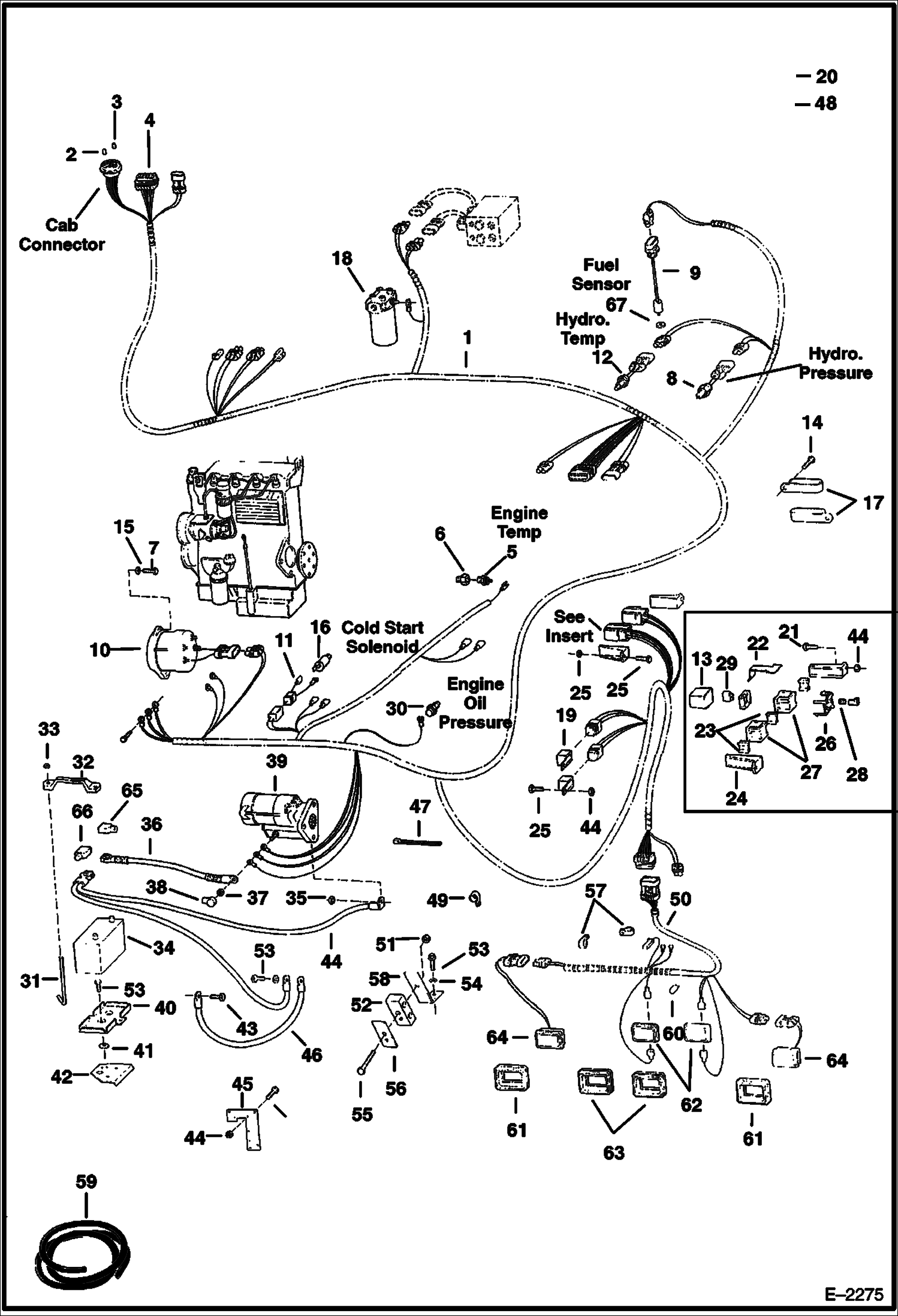 Схема запчастей Bobcat 900s - ENGINE ELECTRICAL (W/O B.O.S.S.) ELECTRICAL SYSTEM