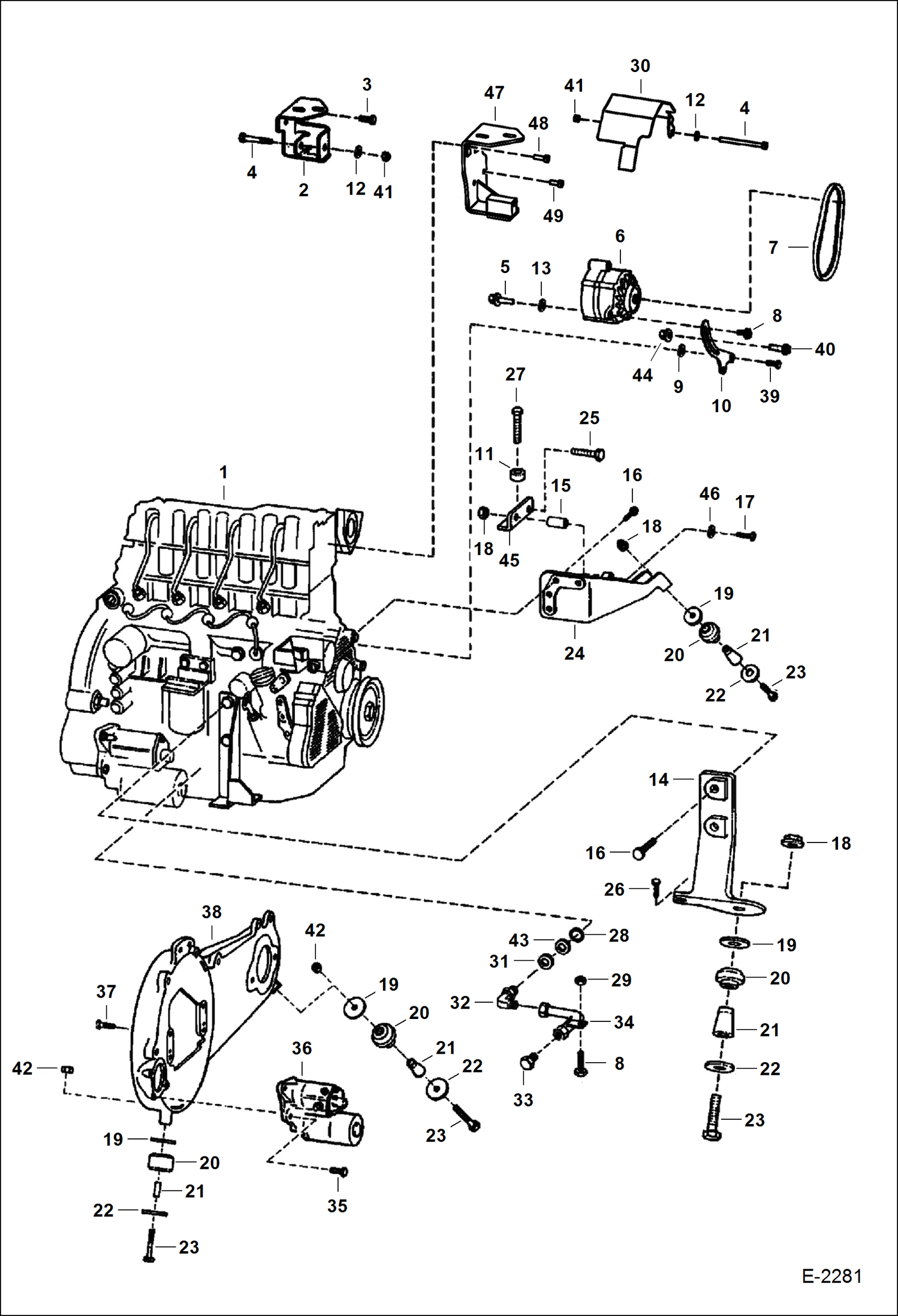 Схема запчастей Bobcat 800s - ENGINE & ATTACHING PARTS (Engine Mounts) POWER UNIT