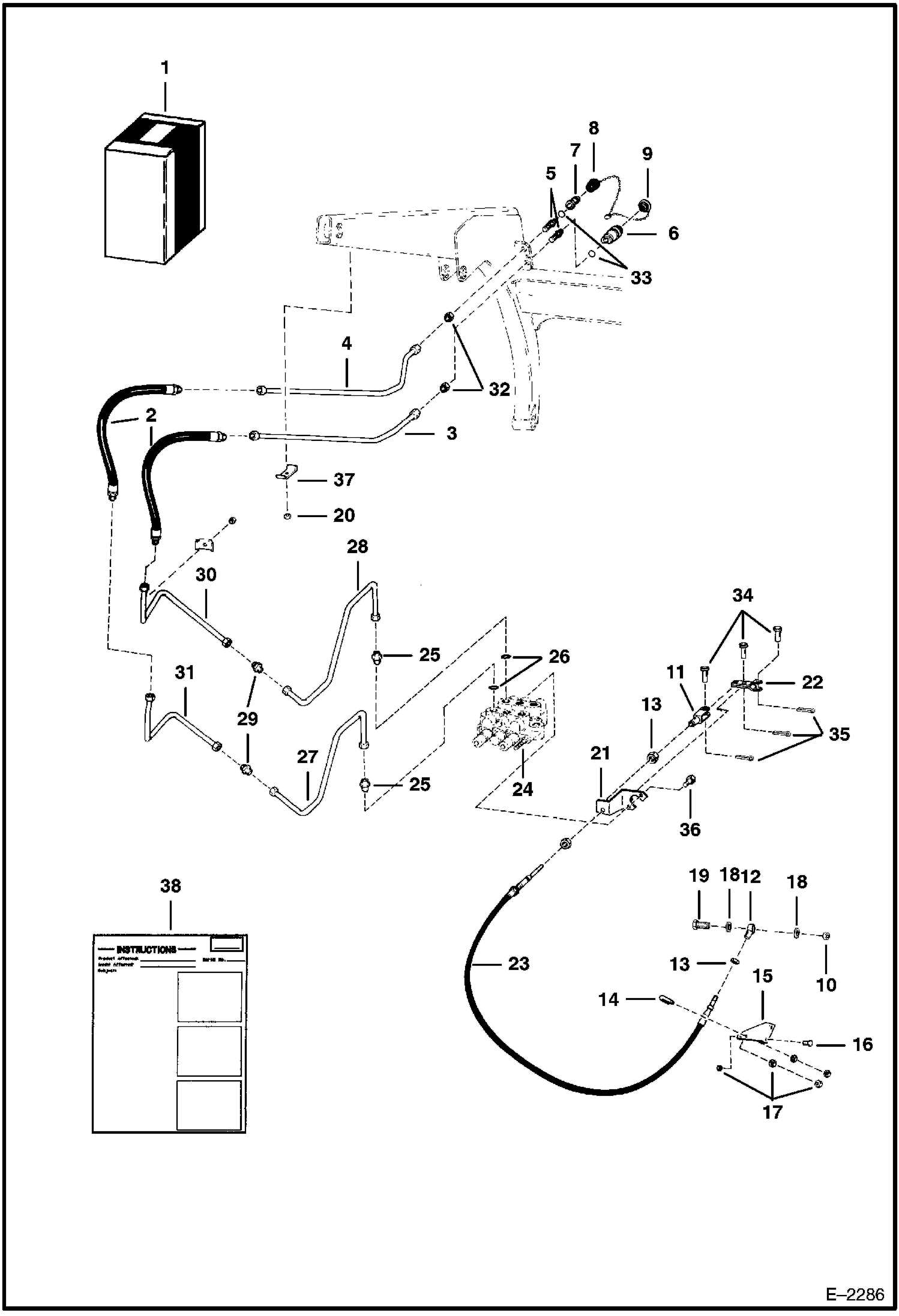 Схема запчастей Bobcat 400s - AUXILIARY HYDRAULIC KIT (For Poppet Style Couplers) (5618 11001-11451 & 5619 11001-11827) ACCESSORIES & OPTIONS