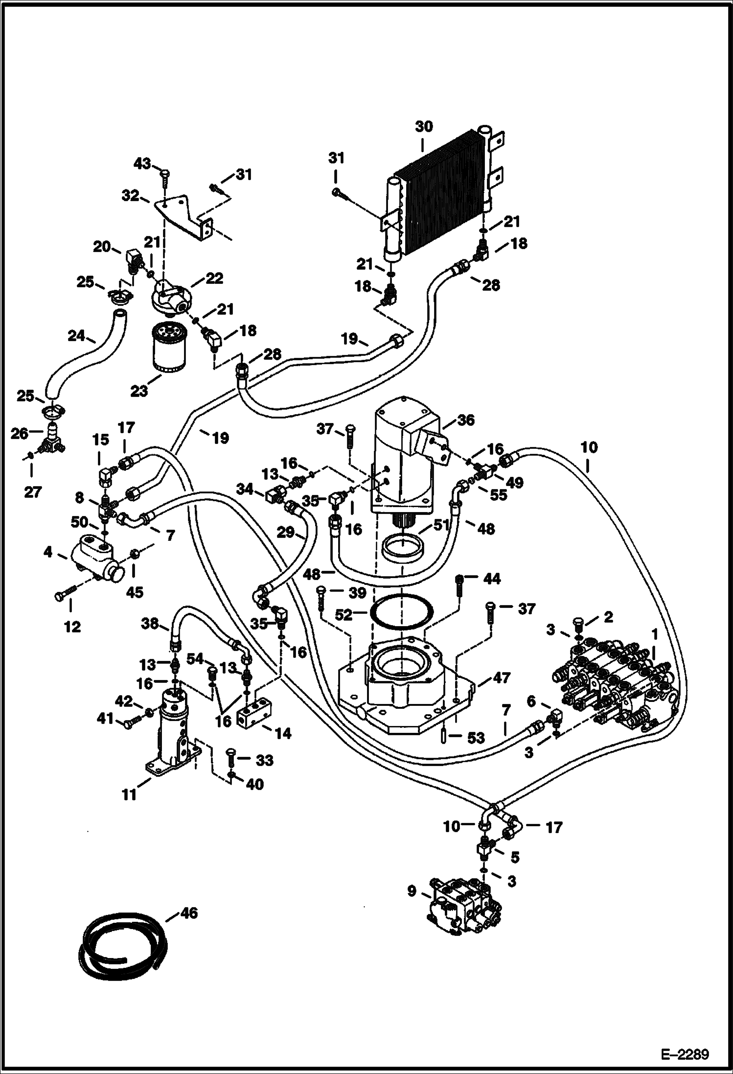 Схема запчастей Bobcat 325 - HYDRAULIC CIRCUITRY (Valve to Swing Motor to Filter to Cooler) HYDRAULIC SYSTEM