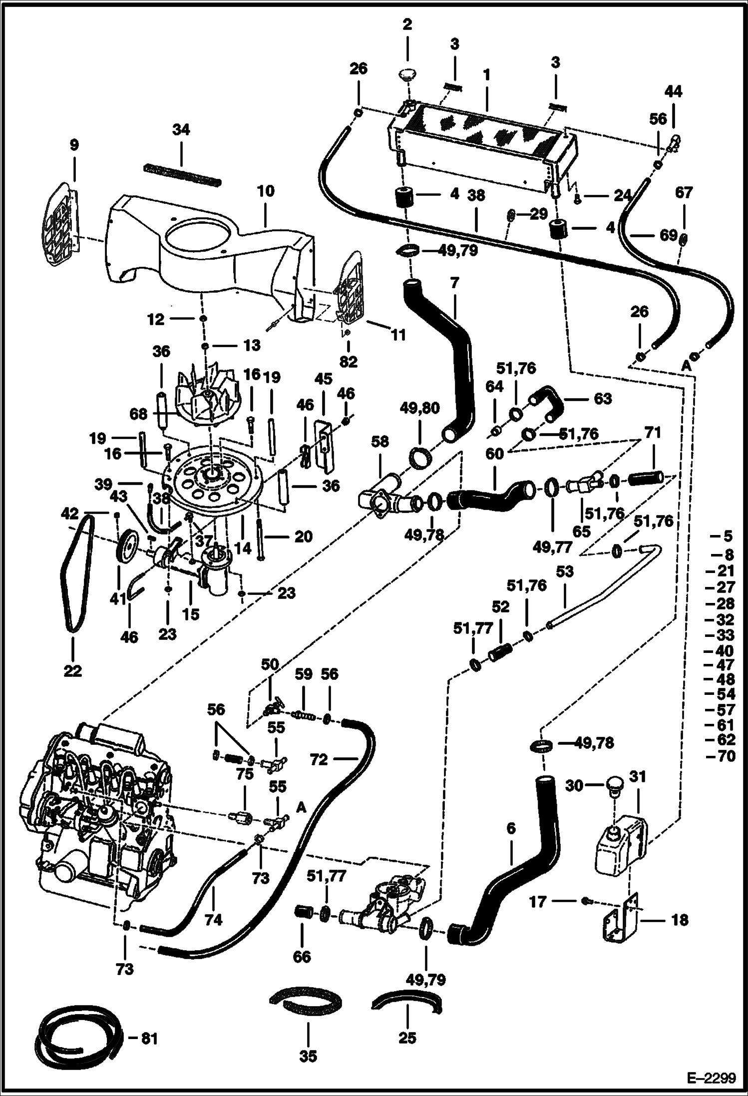 Схема запчастей Bobcat 600s - COOLING SYSTEM POWER UNIT