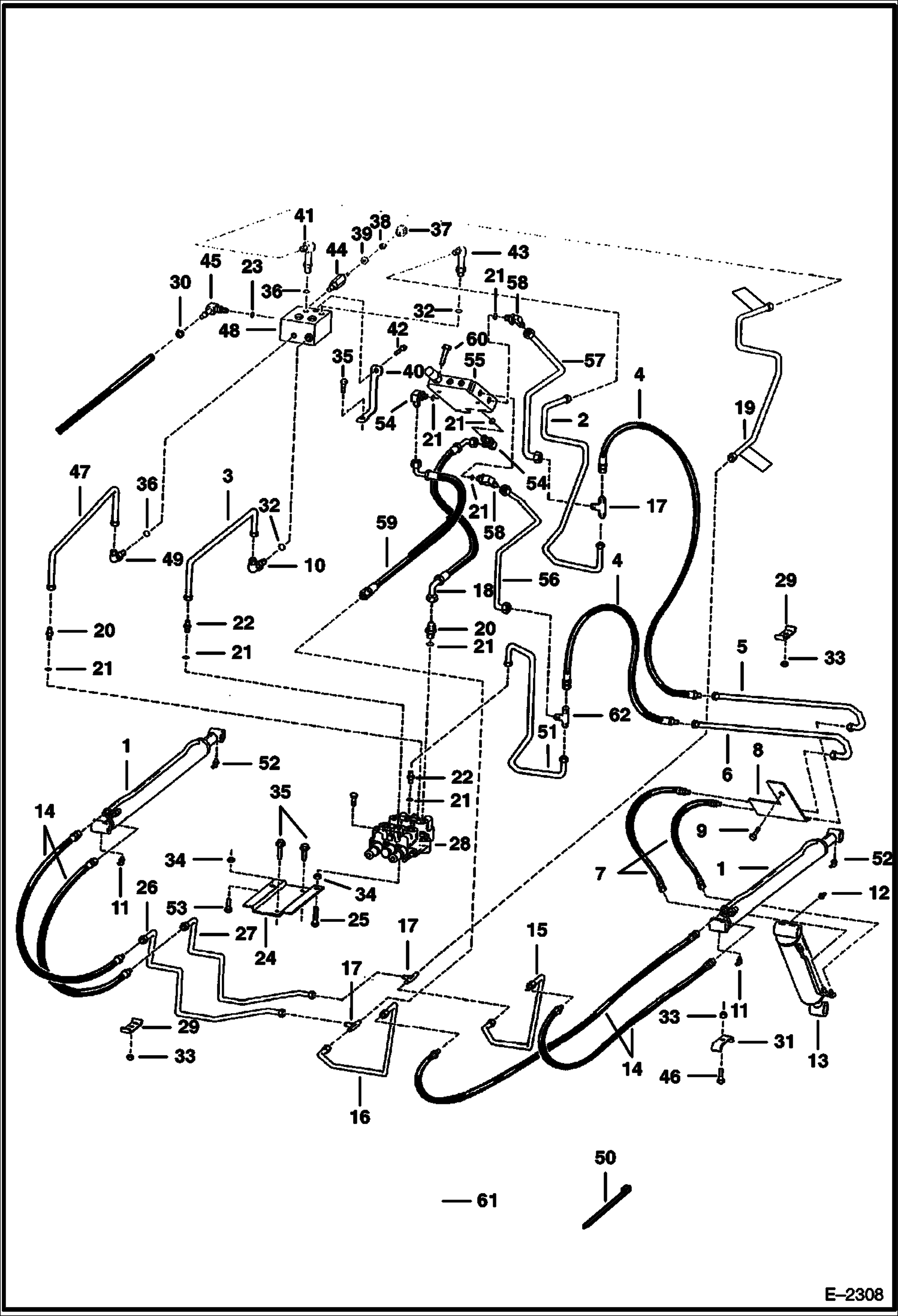 Схема запчастей Bobcat 400s - HYDRAULIC CIRCUITRY (W/Bucket Positioning Valve) HYDRAULIC SYSTEM