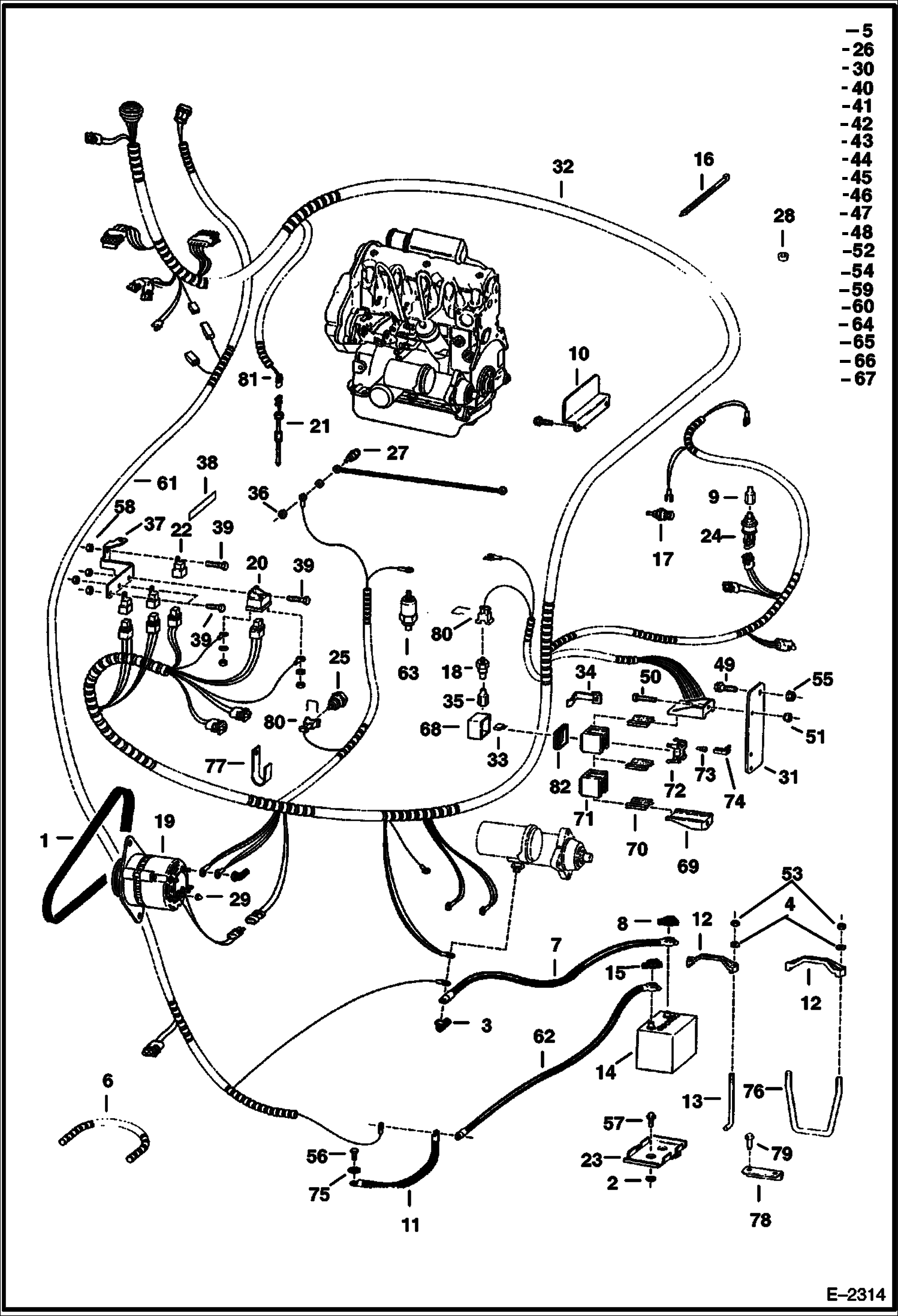 Схема запчастей Bobcat 600s - ENGINE ELECTRICAL CIRCUITRY ELECTRICAL SYSTEM