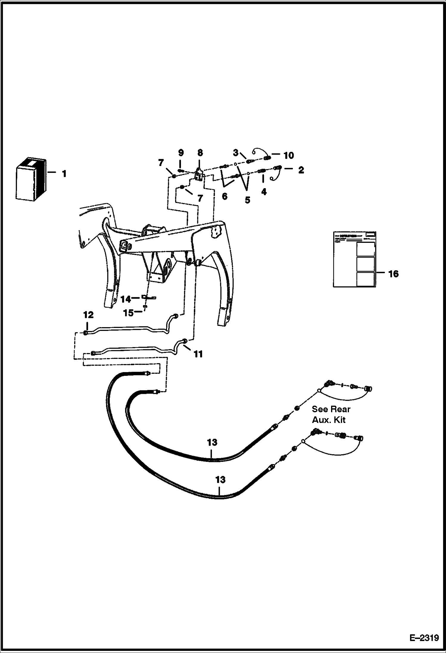 Схема запчастей Bobcat 800s - FRONT AUXILIARY KIT (Right Side) (W/Poppet Couplers) ACCESSORIES & OPTIONS