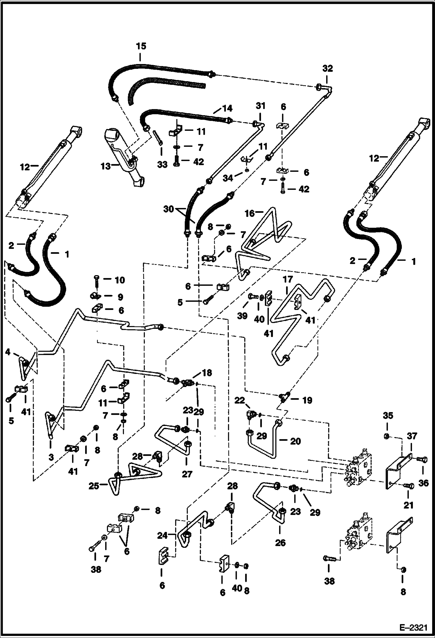 Схема запчастей Bobcat 800s - HYDRAULIC CIRCUITRY (W/O Bucket Positioning Valve) (S/N 5144 28655, 5145 25336, 5146 25377 & Below) HYDRAULIC SYSTEM