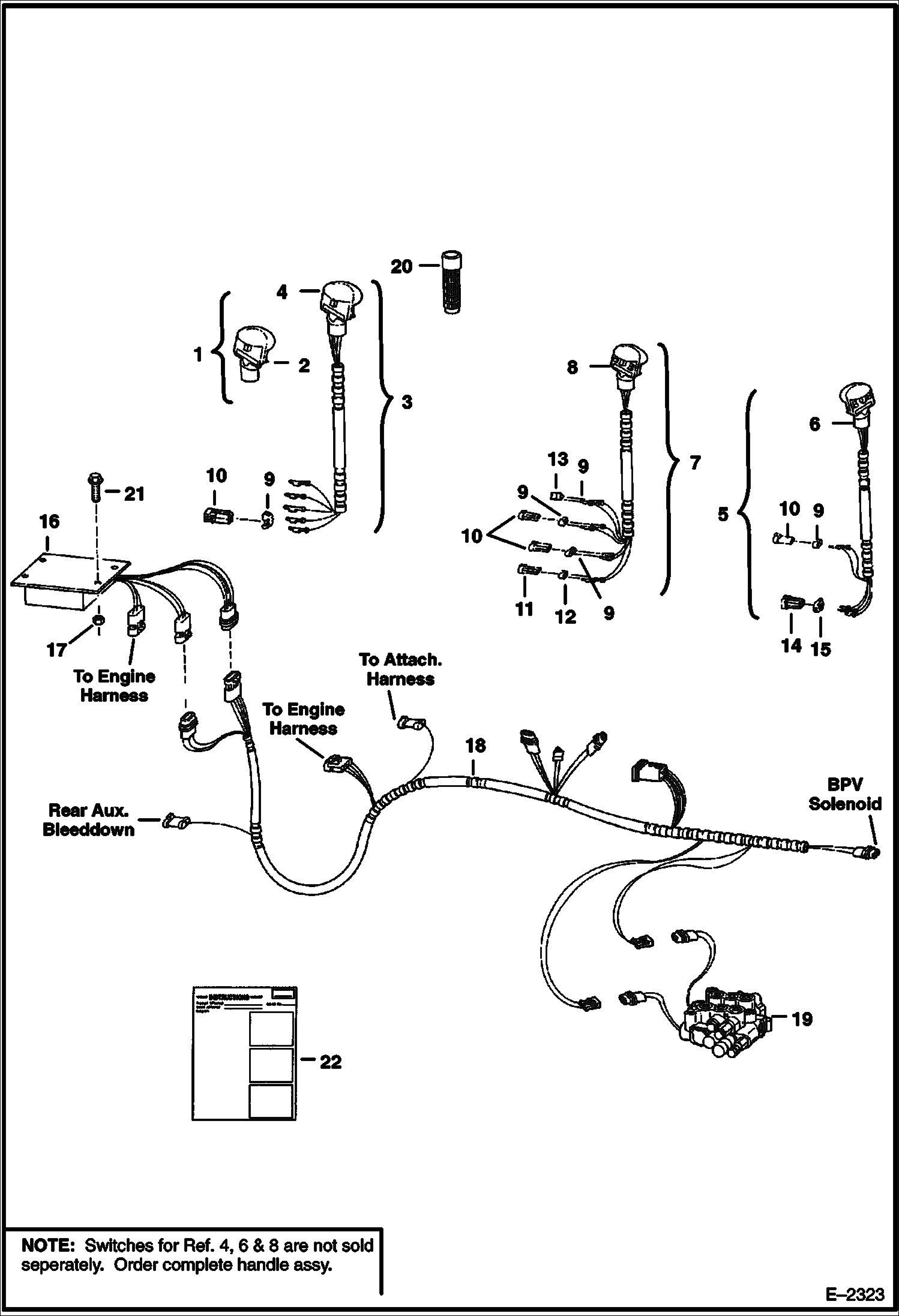 Схема запчастей Bobcat 800s - ELECTRICAL CONTROLS CIRCUITRY (For Proportional Auxiliaries) (S/N 5141 11443-39999, 5142 11105-39999) ELECTRICAL SYSTEM