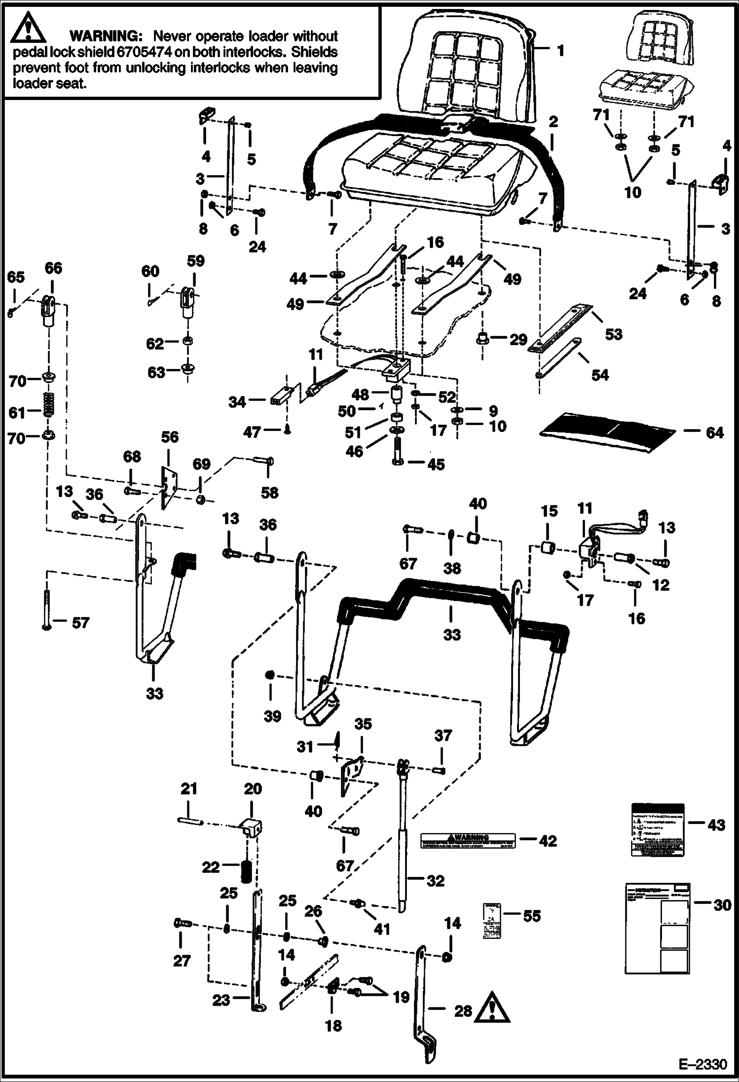 Схема запчастей Bobcat 700s - SEAT & SEAT BAR MAIN FRAME