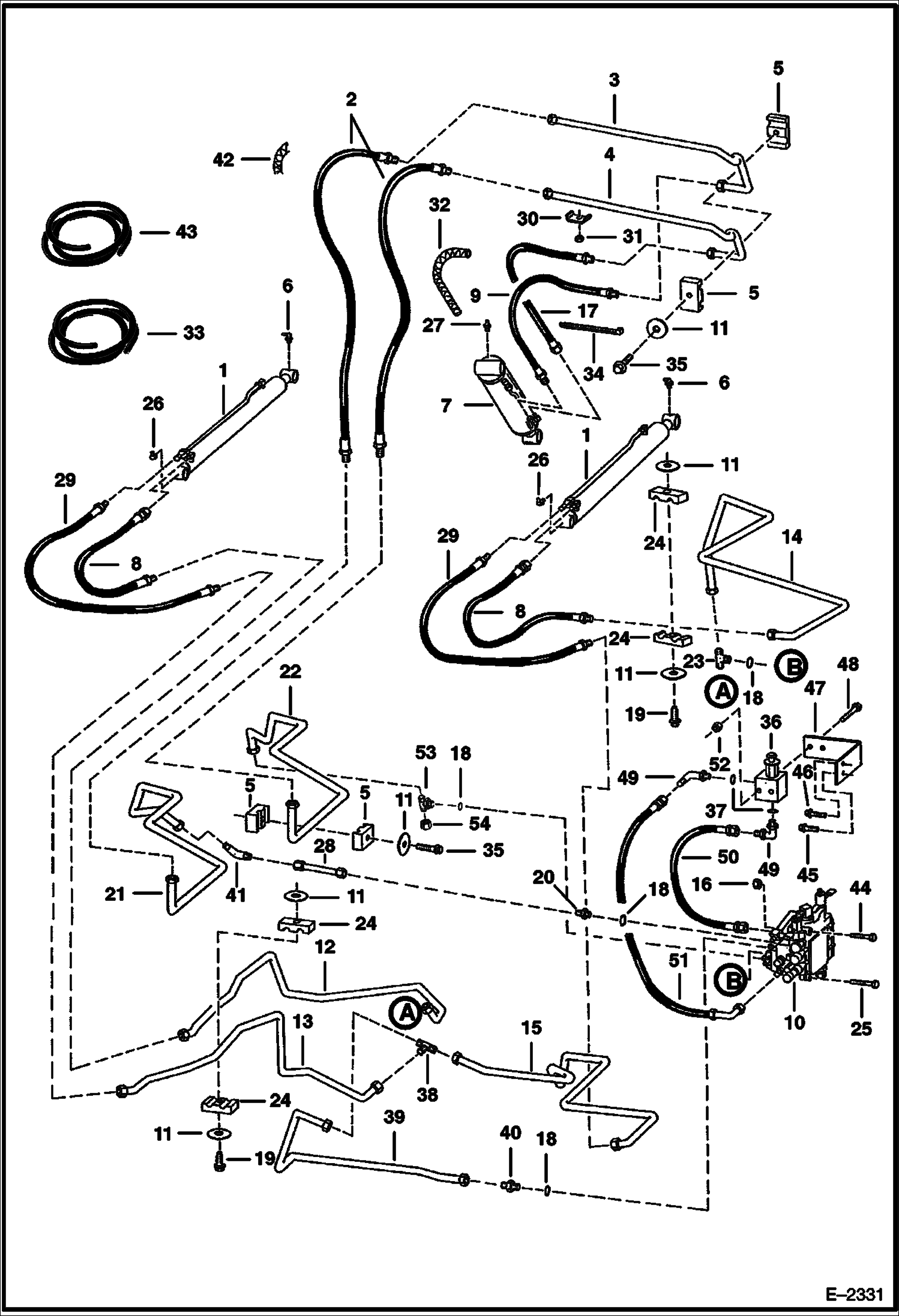 Схема запчастей Bobcat 700s - HYDRAULIC CIRCUITRY (W/O Bucket Positioning Valve) (S/N 514713000 & Above & 514911453 & Above) HYDRAULIC SYSTEM