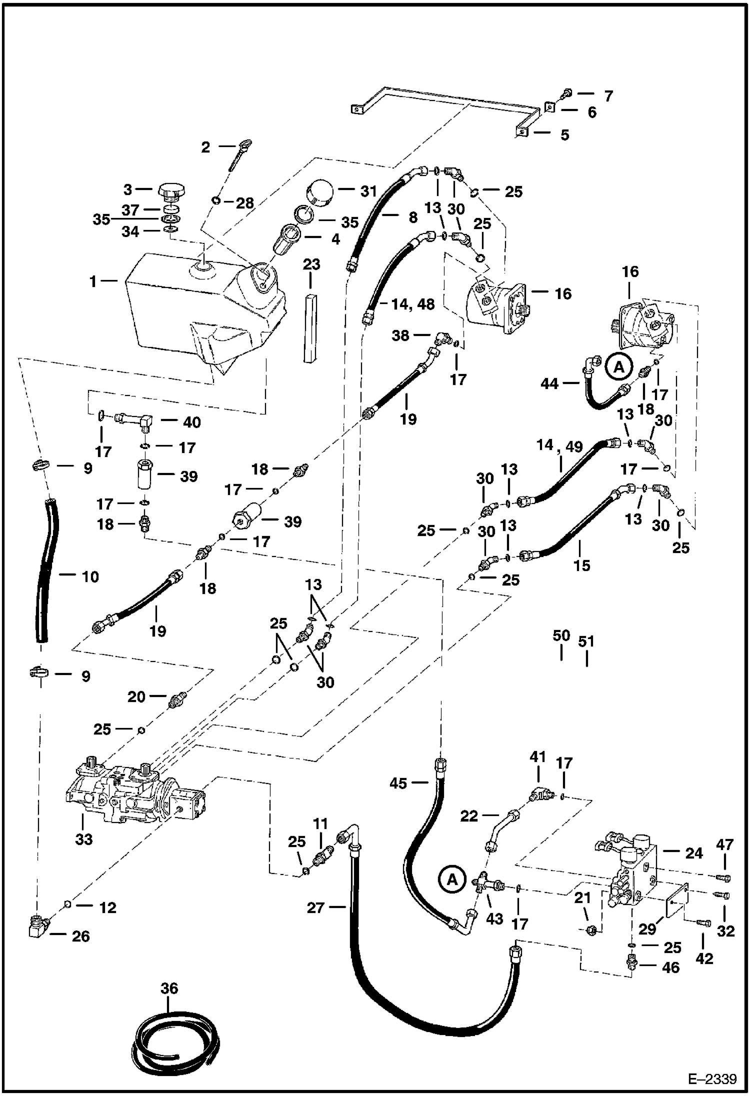 Схема запчастей Bobcat 700s - HYDROSTATIC CIRCUITRY (S/N 5122 18844 & Above, 5124 40646 & Above, 5126 12192 & Above) HYDROSTATIC SYSTEM