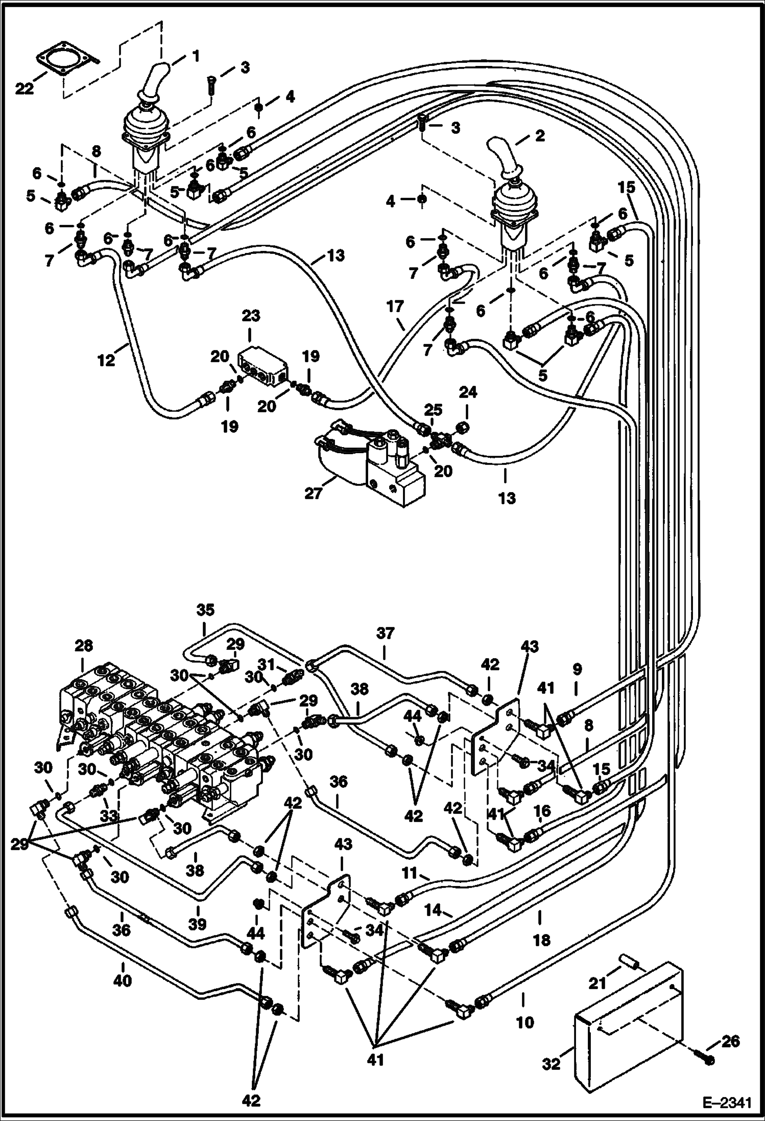 Схема запчастей Bobcat 320 - HYDRAULIC CIRCUITRY (Joystick Controls Standard) HYDRAULIC SYSTEM