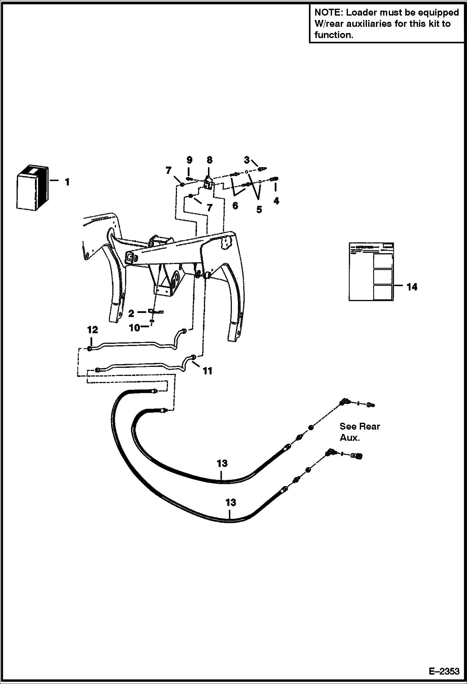 Схема запчастей Bobcat 800s - FRONT AUXILIARY KIT (Right Side) (W/F.F. Couplers) ACCESSORIES & OPTIONS