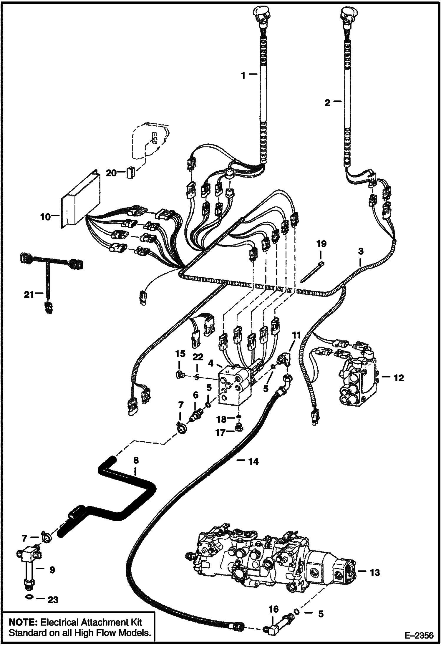 Схема запчастей Bobcat 800s - HIGH HORSEPOWER HYDRAULICS (S/N 5189 16427, 5175 15146 & Below) HIGH FLOW HYDRAULICS