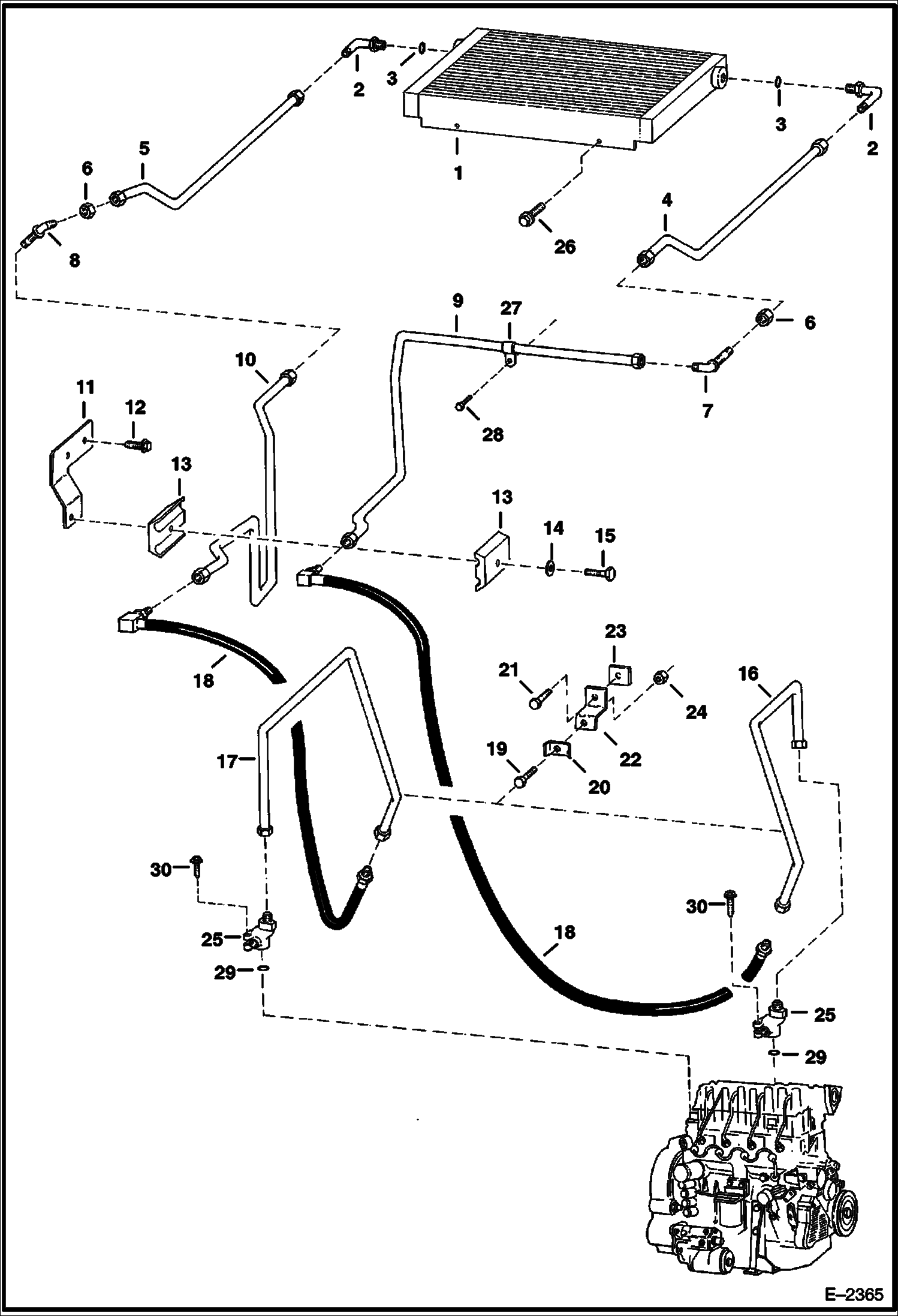 Схема запчастей Bobcat 800s - COOLING SYSTEM (S/N 5141 11516-23935, 5142 11108-22307) POWER UNIT