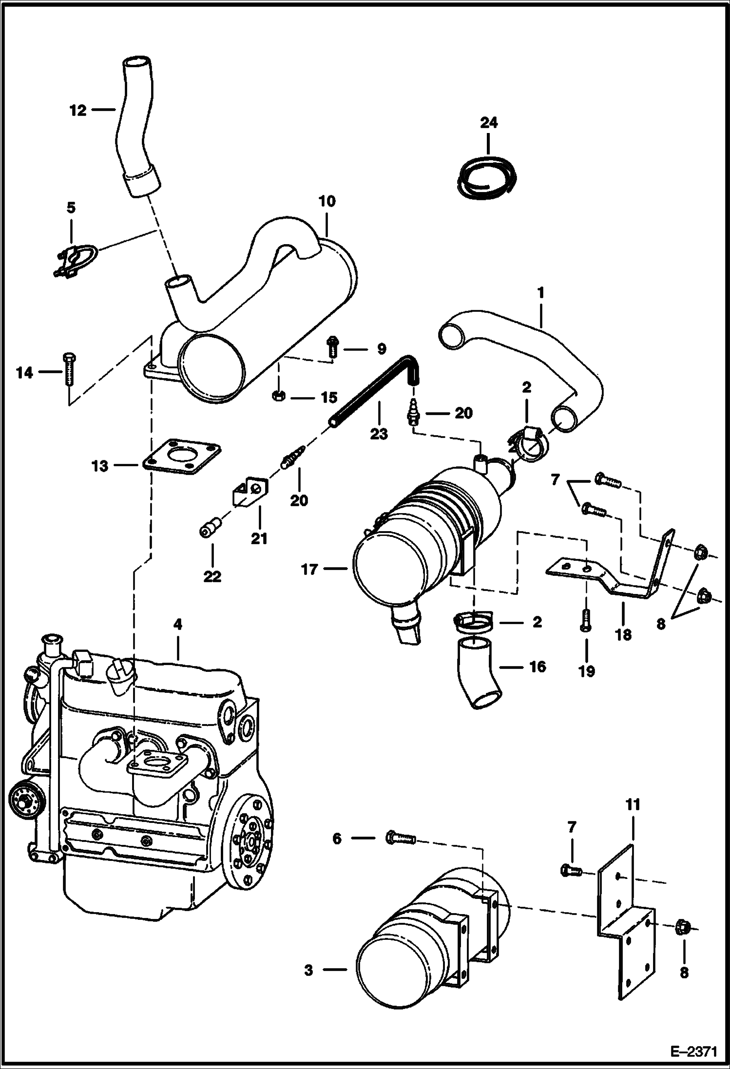 Схема запчастей Bobcat 400s - ENGINE & ATTACHING PARTS (Intake & Exhaust) (5150 11001 & Above, 5151 11001 & Above) POWER UNIT