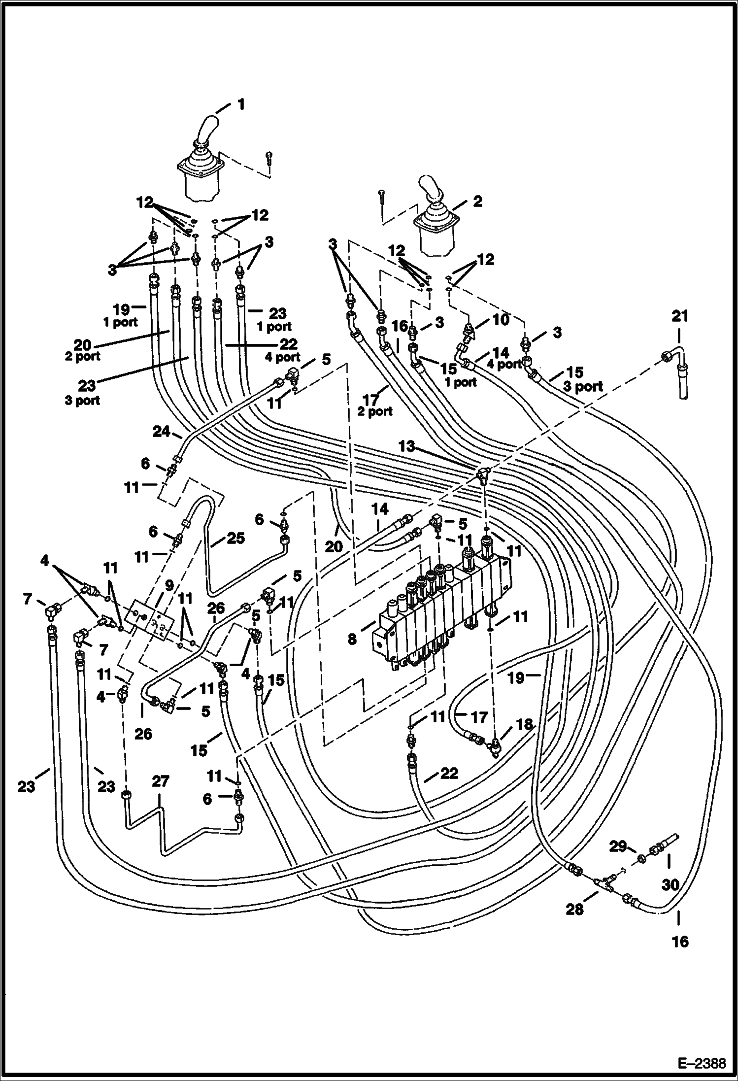 Схема запчастей Bobcat 341 - HYDRAULIC CIRCUITRY (Joystick Controls) HYDRAULIC SYSTEM