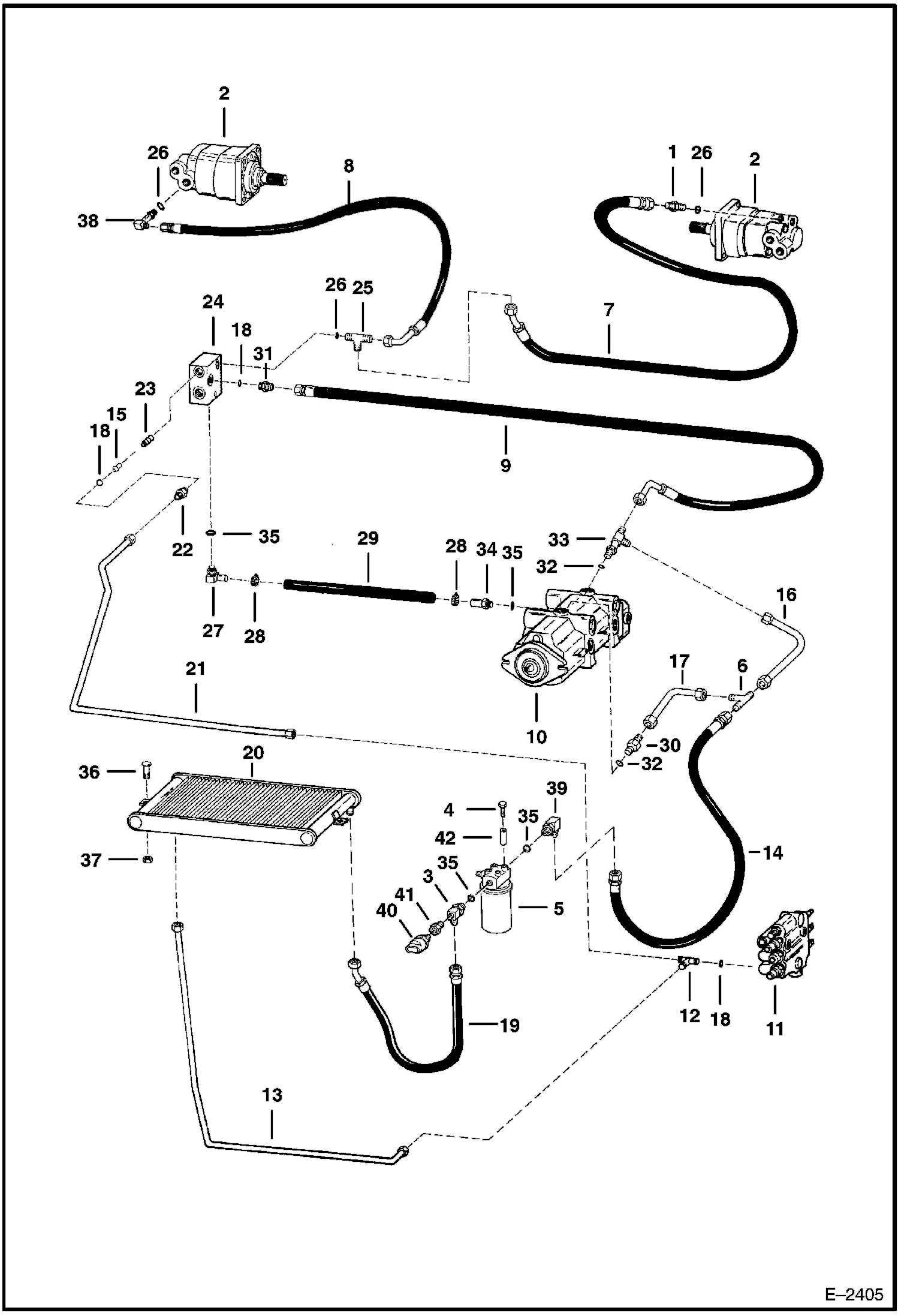 Схема запчастей Bobcat 500s - HYDROSTATIC CIRCUITRY 5391 11999 & Bel, 5394 11999 & Bel HYDROSTATIC SYSTEM