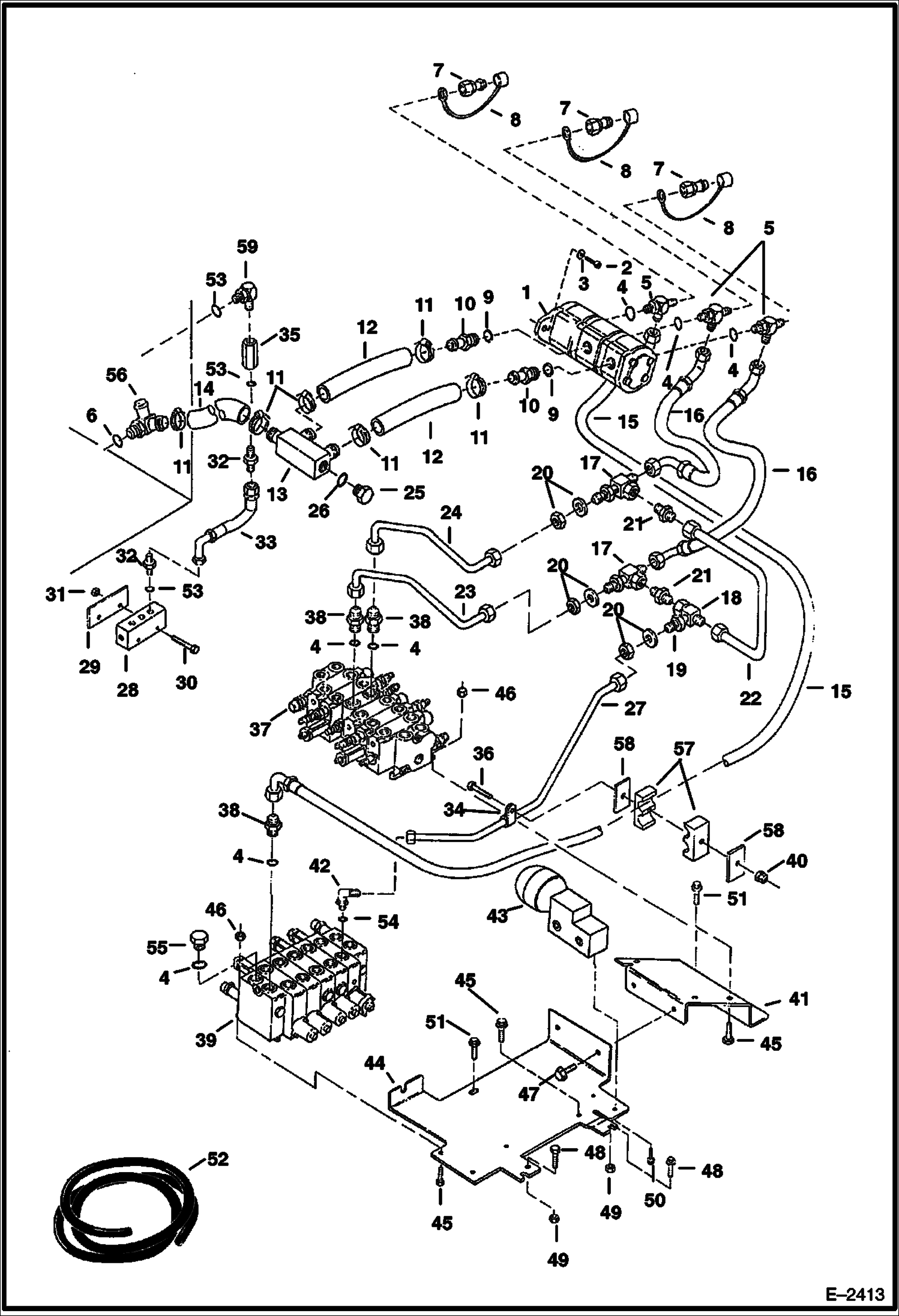 Схема запчастей Bobcat 334 - HYDRAULIC CIRCUITRY (Tank To Pump To Valve) (S/N 512913001 - 512915199) HYDRAULIC SYSTEM