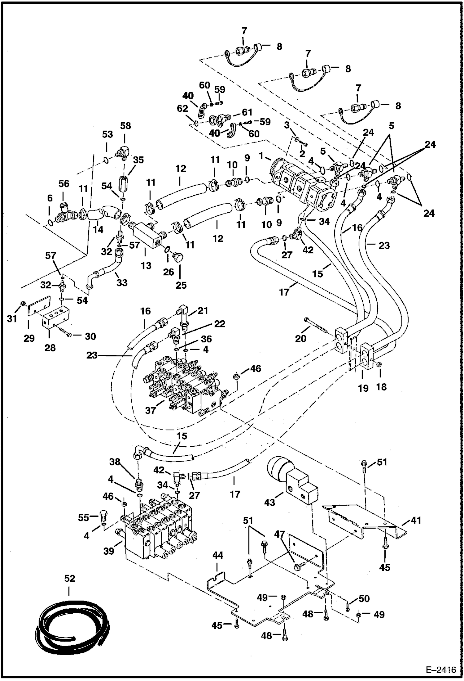 Схема запчастей Bobcat 331 - HYDRAULIC CIRCUITRY (Tank To Pump To Valves) (S/N 512915200 & Above, 517711001 & Above, and 516711001 & Above) HYDRAULIC SYSTEM