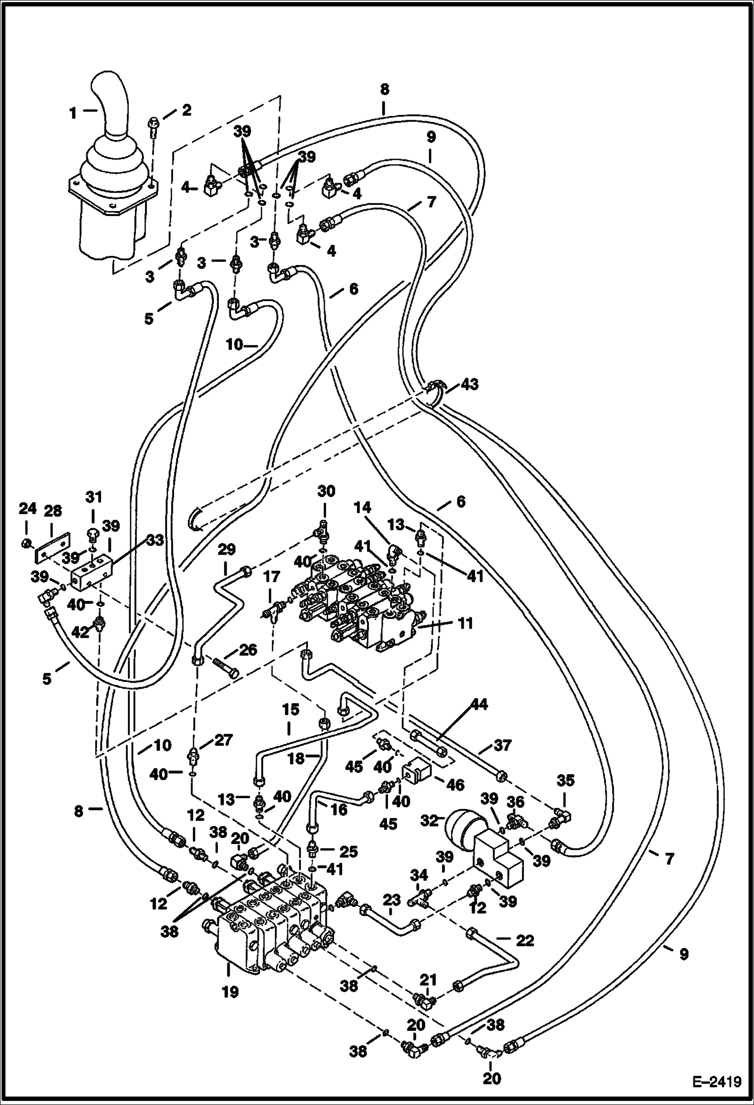 Схема запчастей Bobcat 331 - HYDRAULIC CIRCUITRY (L. H. Joystick Controls - Swing Motor & Arm) (ISO Control Pattern) (S/N 512913001 - 512915199) HYDRAULIC SYSTEM