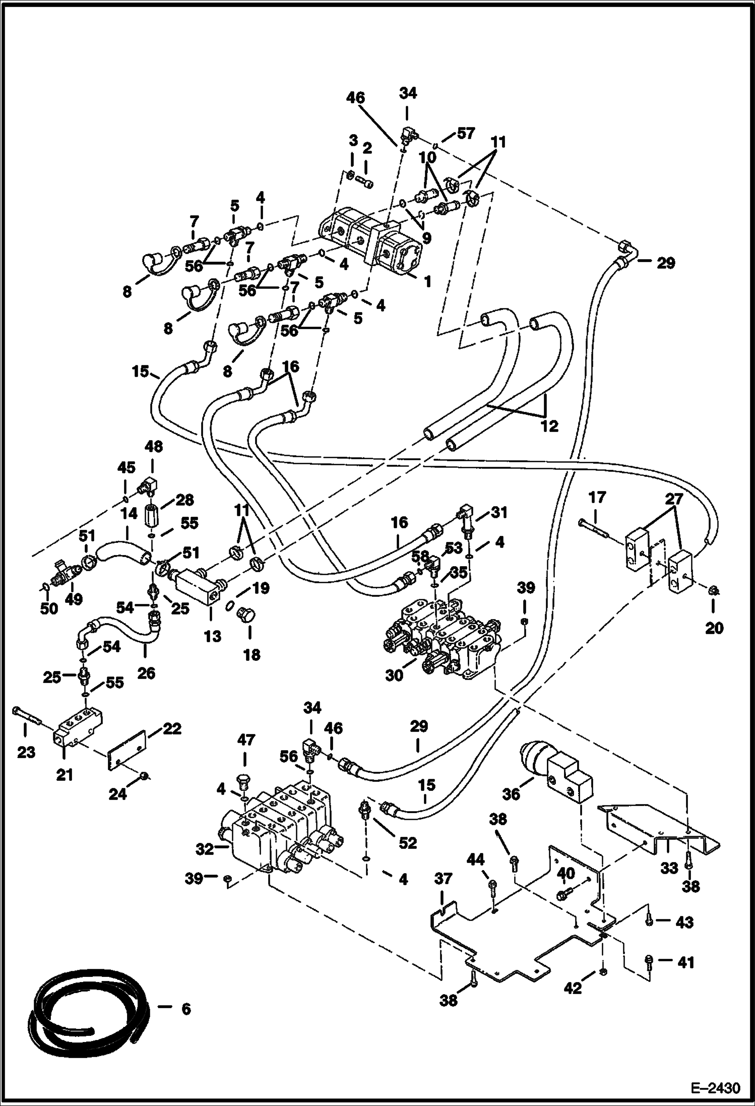 Схема запчастей Bobcat 328 - HYDRAULIC CIRCUITRY (Tank To Pump To Valves) (S/N 514014900 & Above and 516611001 & Above) HYDRAULIC SYSTEM