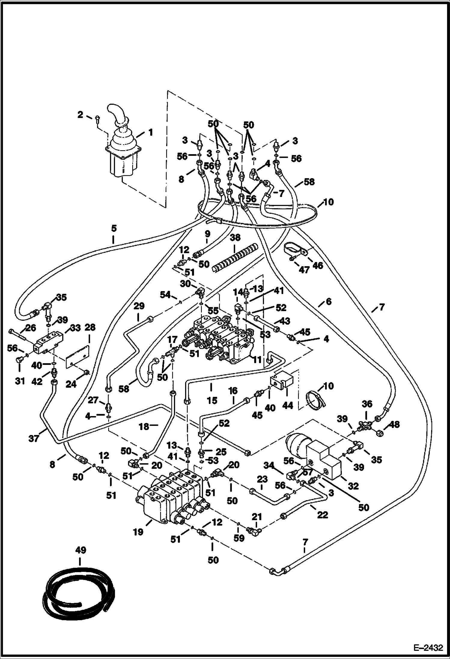 Схема запчастей Bobcat 328 - HYDRAULIC CIRCUITRY (L.H. Joystick Controls) (Swing Motor & Boom) (Standard Control Pattern) (S/N 514014900-16282 and 516611001-11315) HYDRAULIC SYSTEM