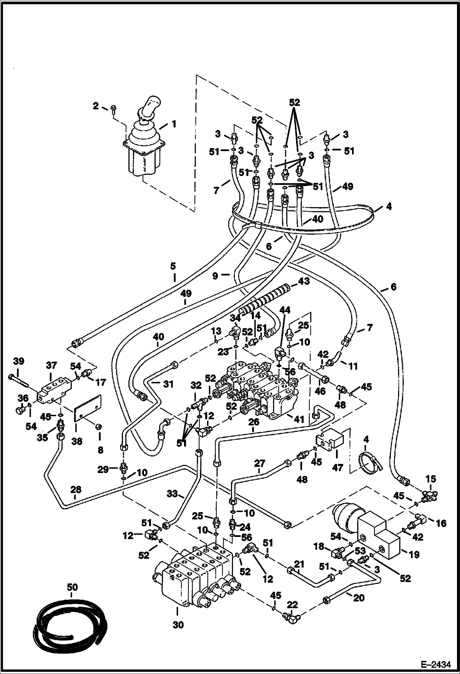 Схема запчастей Bobcat 325 - HYDRAULIC CIRCUITRY (R.H. Joystick Controls) (Bucket & Boom) (ISO Control Pattern) (S/N 514014900-16282 and 516611001-11315) HYDRAULIC SYSTEM