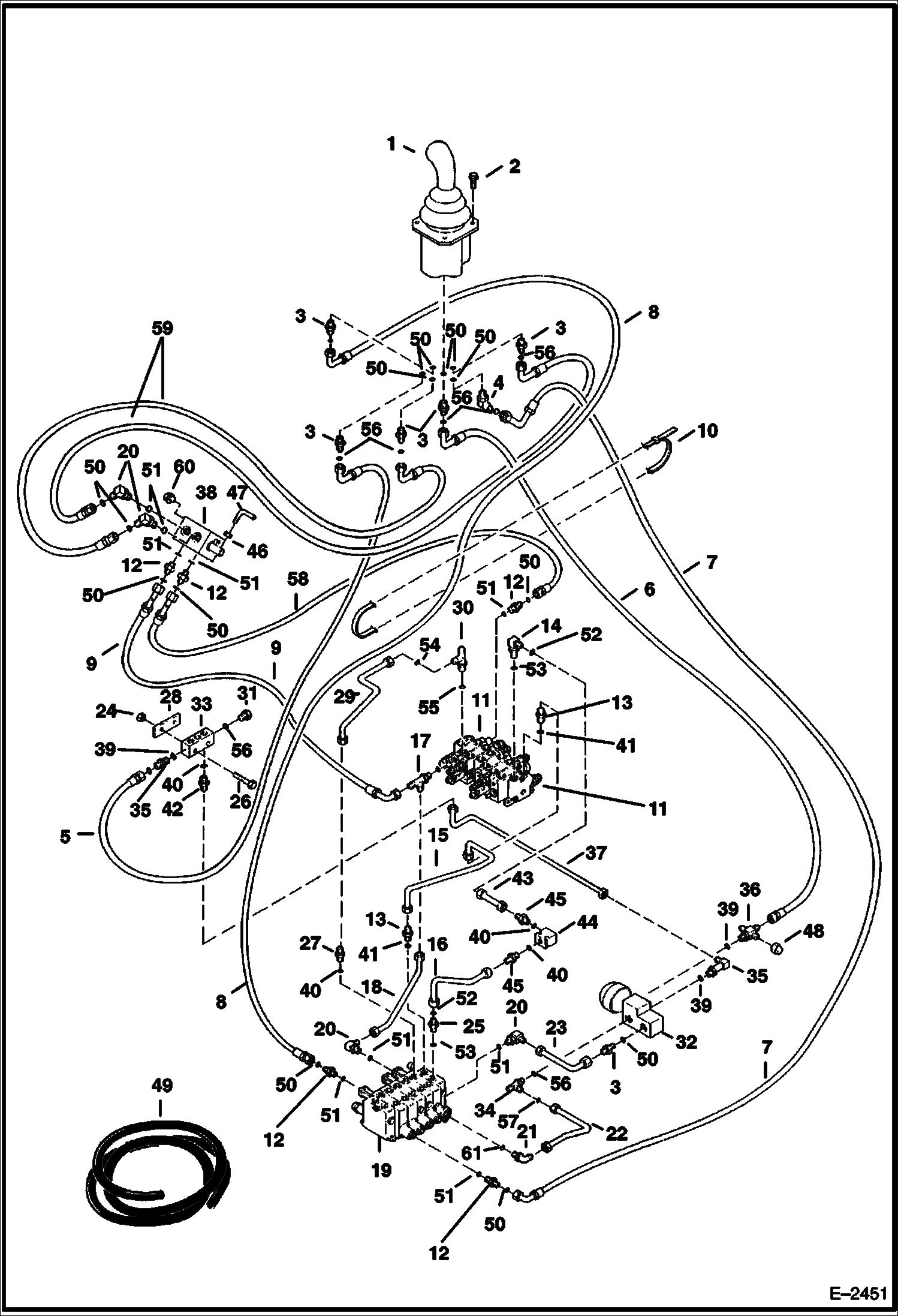 Схема запчастей Bobcat 328 - HYDRAULIC CIRCUITRY (L.H. Joystick Controls) (W/ISO/Standard Selector Valve) (S/N 514016283 & Above and 516611316 & Above) HYDRAULIC SYSTEM