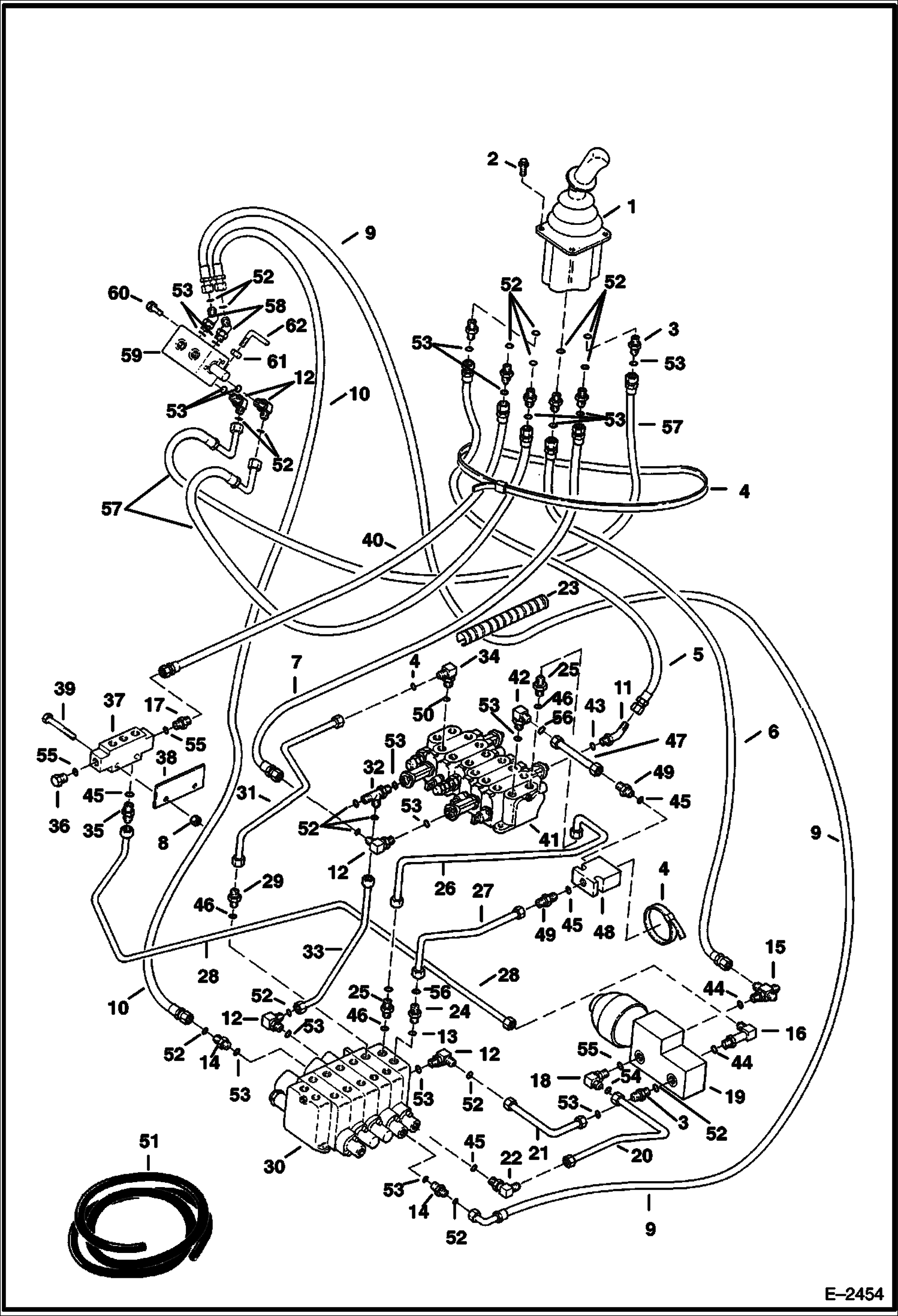 Схема запчастей Bobcat 325 - HYDRAULIC CIRCUITRY (R.H. Joystick Controls) (W/ISO/Standard Selector Valve) (S/N 514016283 & Above and 516611316 & Above) HYDRAULIC SYSTEM