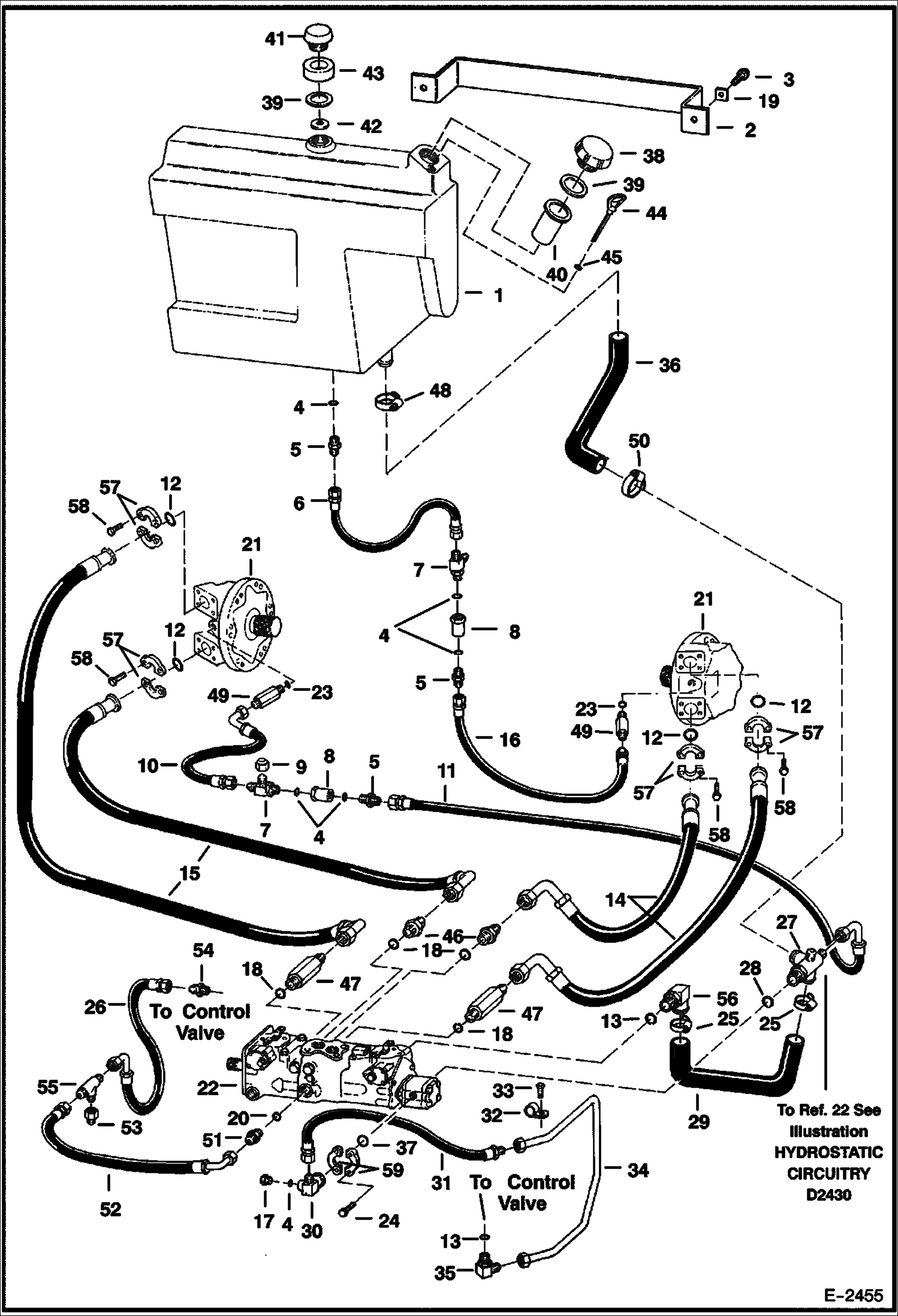 Схема запчастей Bobcat 800s - HYDROSTATIC CIRCUITRY (S/N 5144 27762, 5145 25302, 5146 25304 & Above) HYDROSTATIC SYSTEM