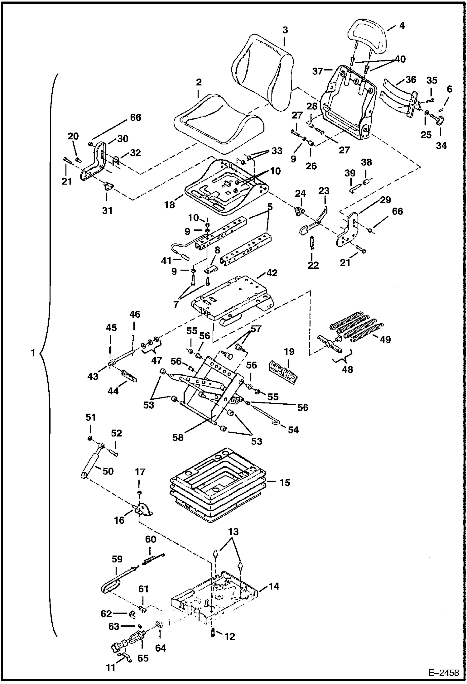 Схема запчастей Bobcat 331 - SEAT (Suspension) MAIN FRAME