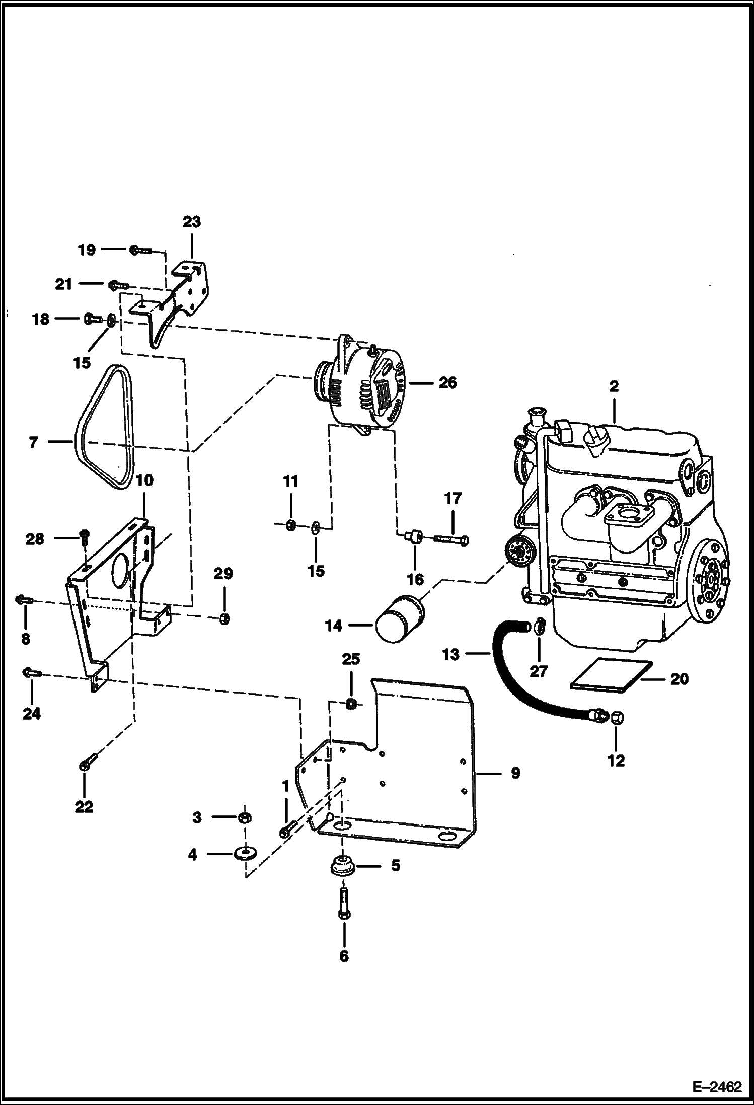 Схема запчастей Bobcat 400s - ENGINE & ATTACHING PARTS (Belt Drive, Alt.) POWER UNIT