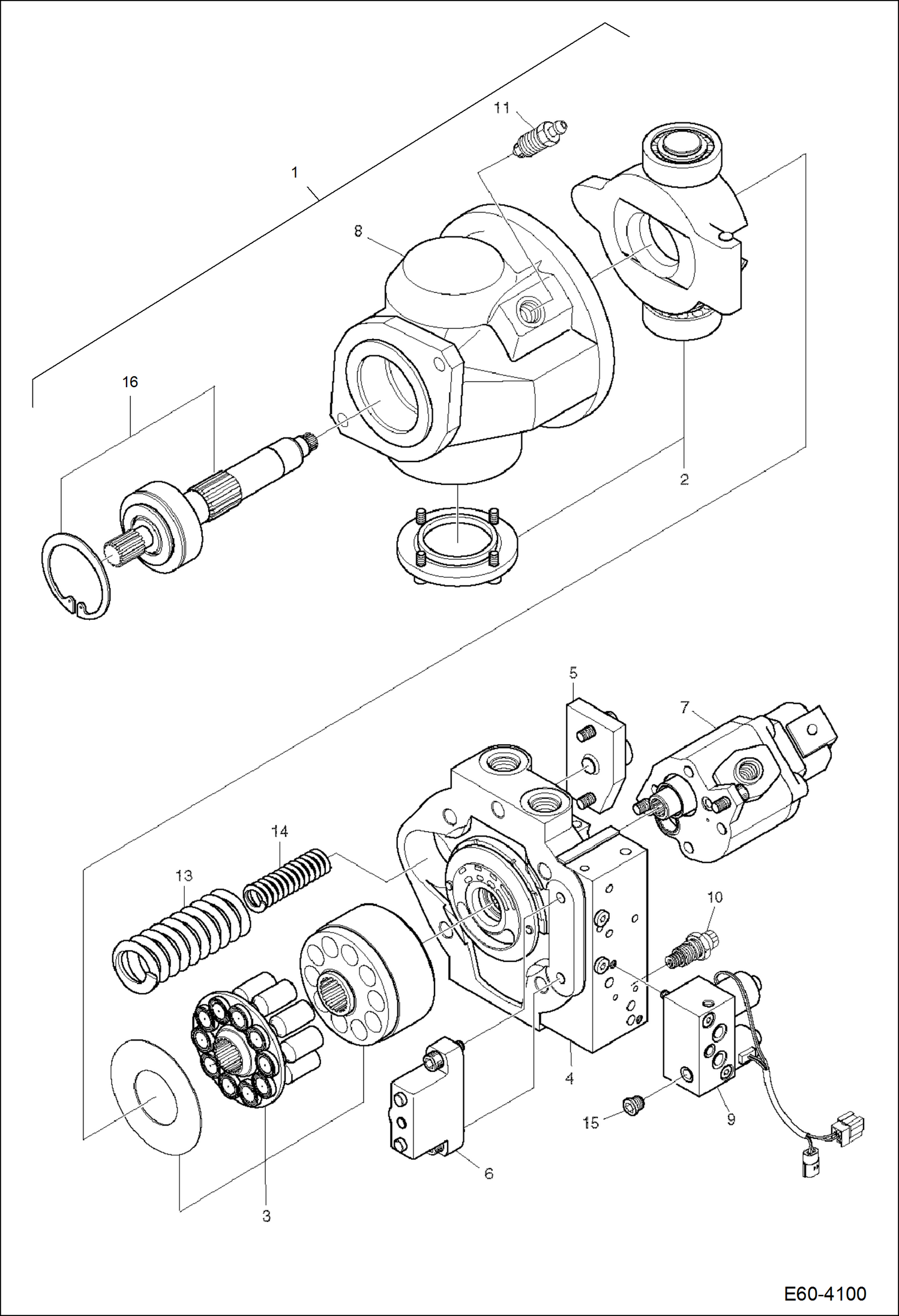 Схема запчастей Bobcat E60 - HYDRAULIC PUMP (Piston Pump) HYDRAULIC SYSTEM