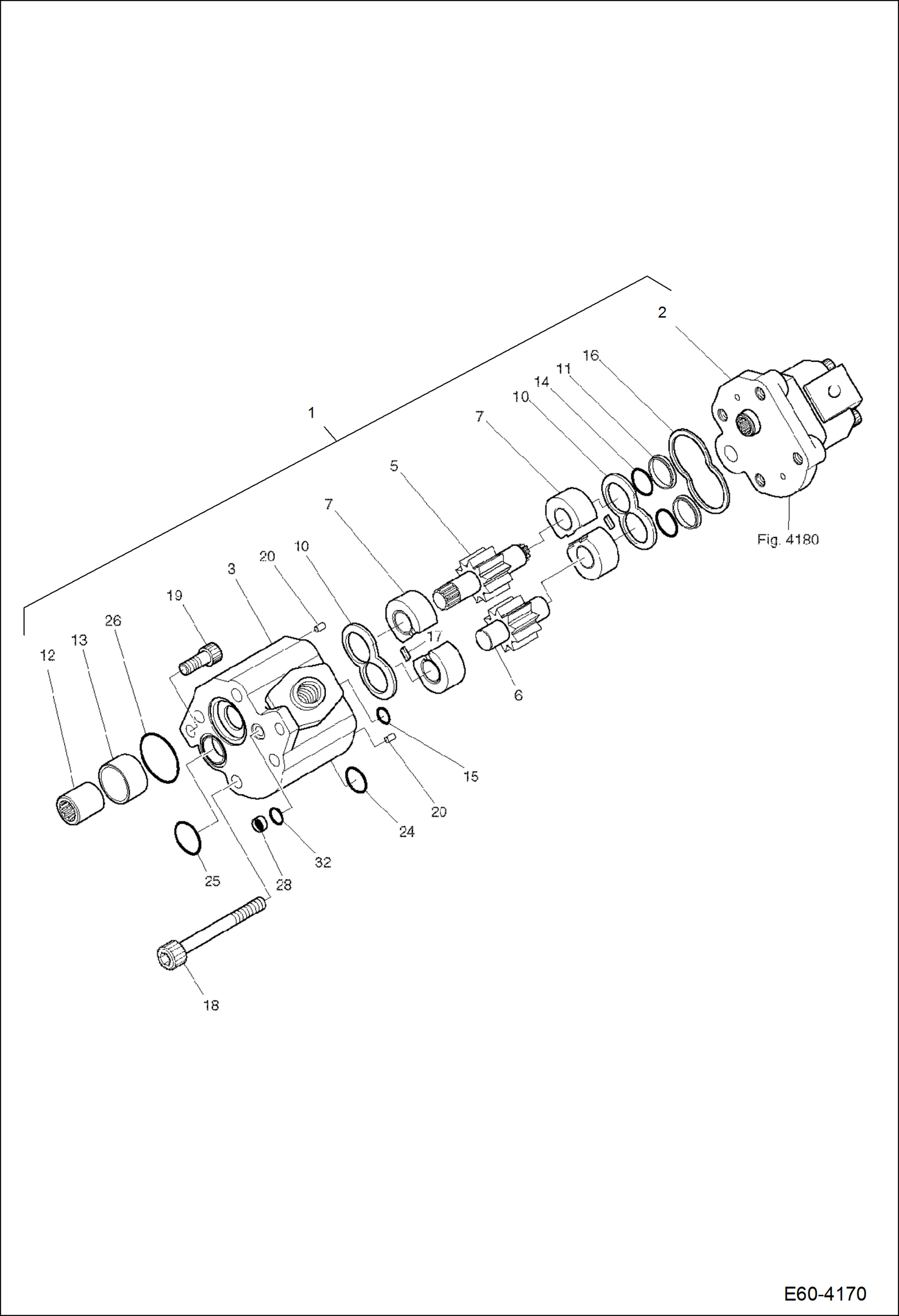 Схема запчастей Bobcat E60 - HYDRAULIC PUMP (Gear Pump 1) HYDRAULIC SYSTEM