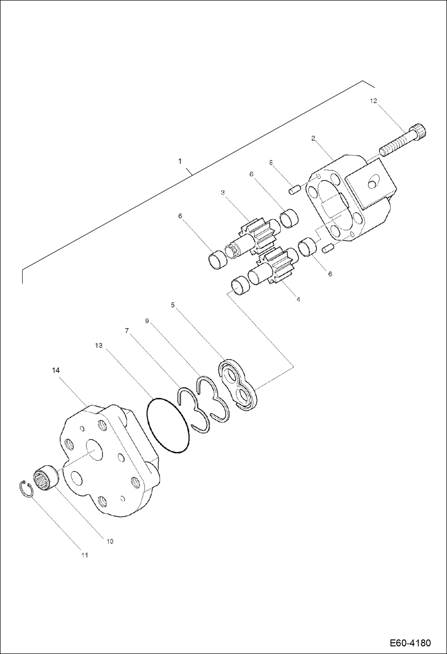 Схема запчастей Bobcat E60 - HYDRAULIC PUMP (Gear Pump 2) HYDRAULIC SYSTEM