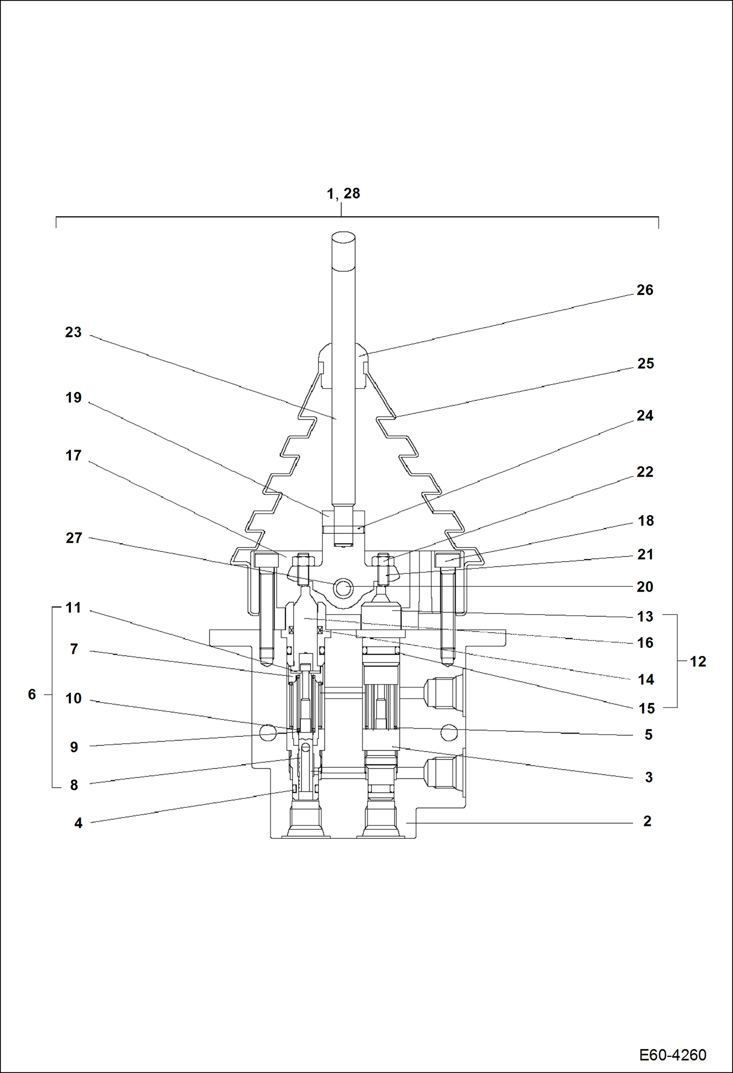 Схема запчастей Bobcat E60 - JOYSTICK (Blade) HYDRAULIC SYSTEM