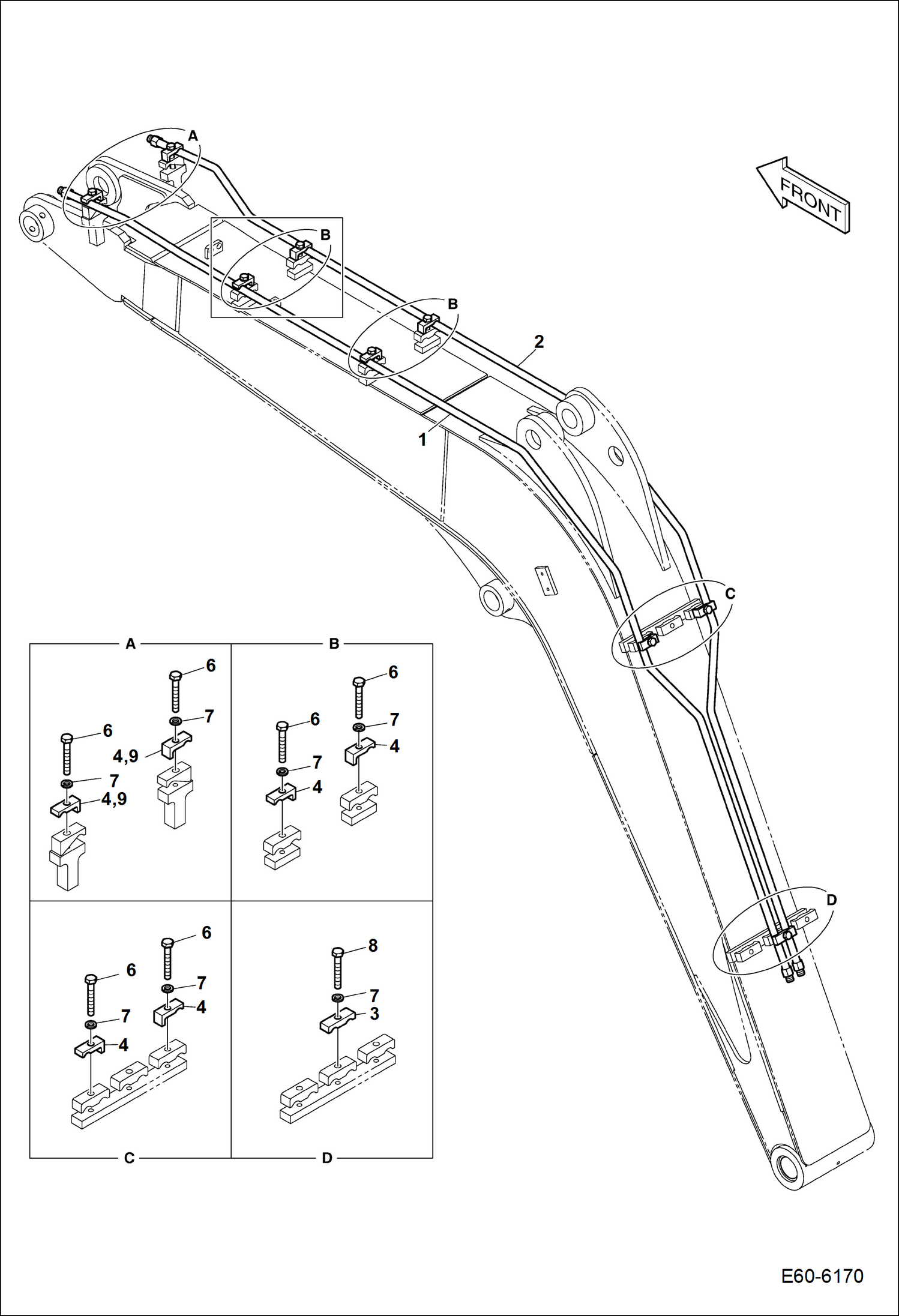 Схема запчастей Bobcat E60 - HYDRAULIC CIRCUITRY (Boom) (2nd auxiliary/Rotation) HYDRAULIC SYSTEM