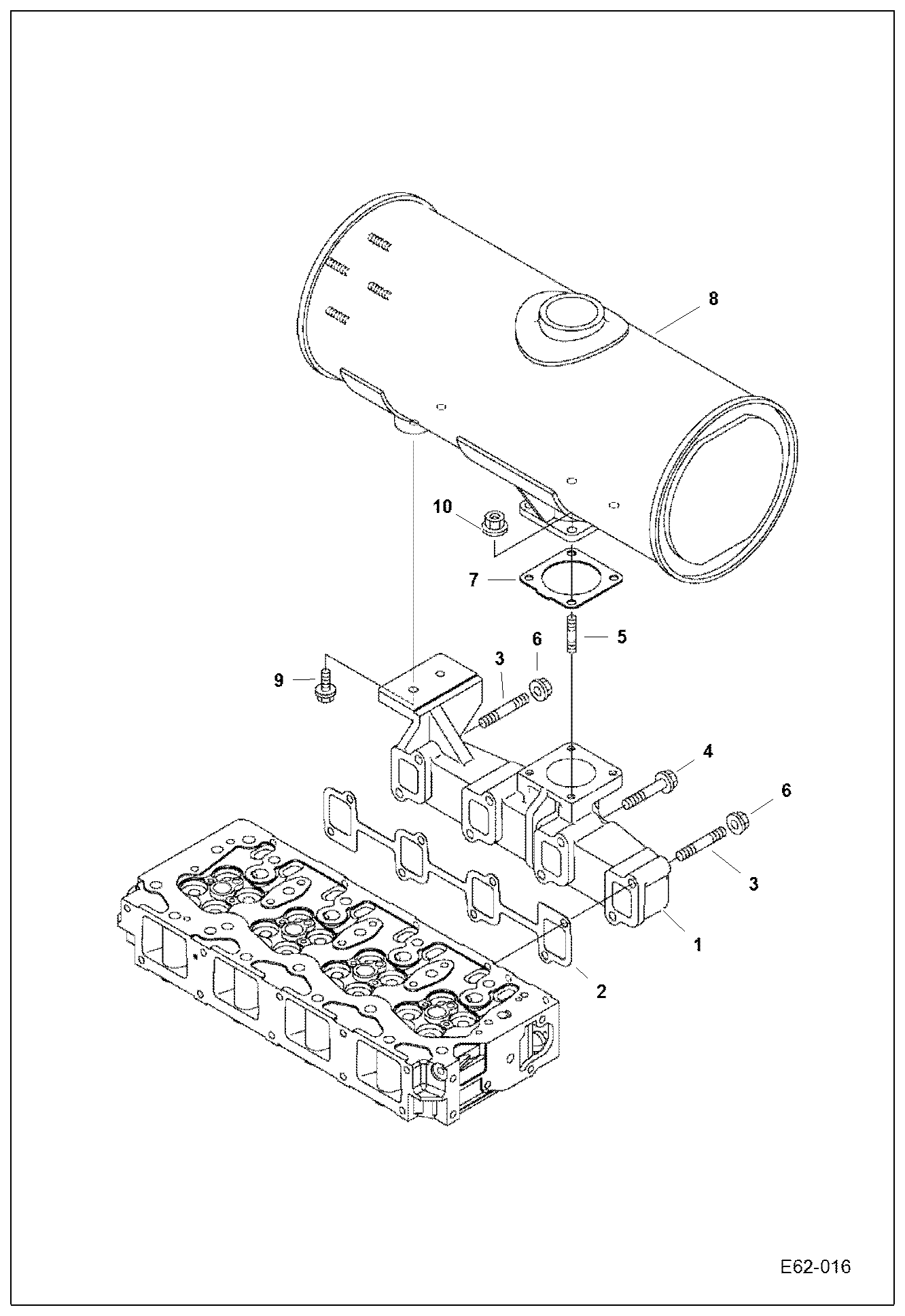 Схема запчастей Bobcat E62 - EXHAUST MANIFOLD & MUFFLER POWER UNIT