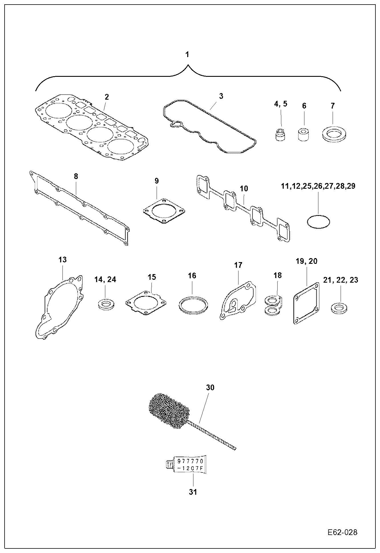 Схема запчастей Bobcat E62 - GASKET SET POWER UNIT