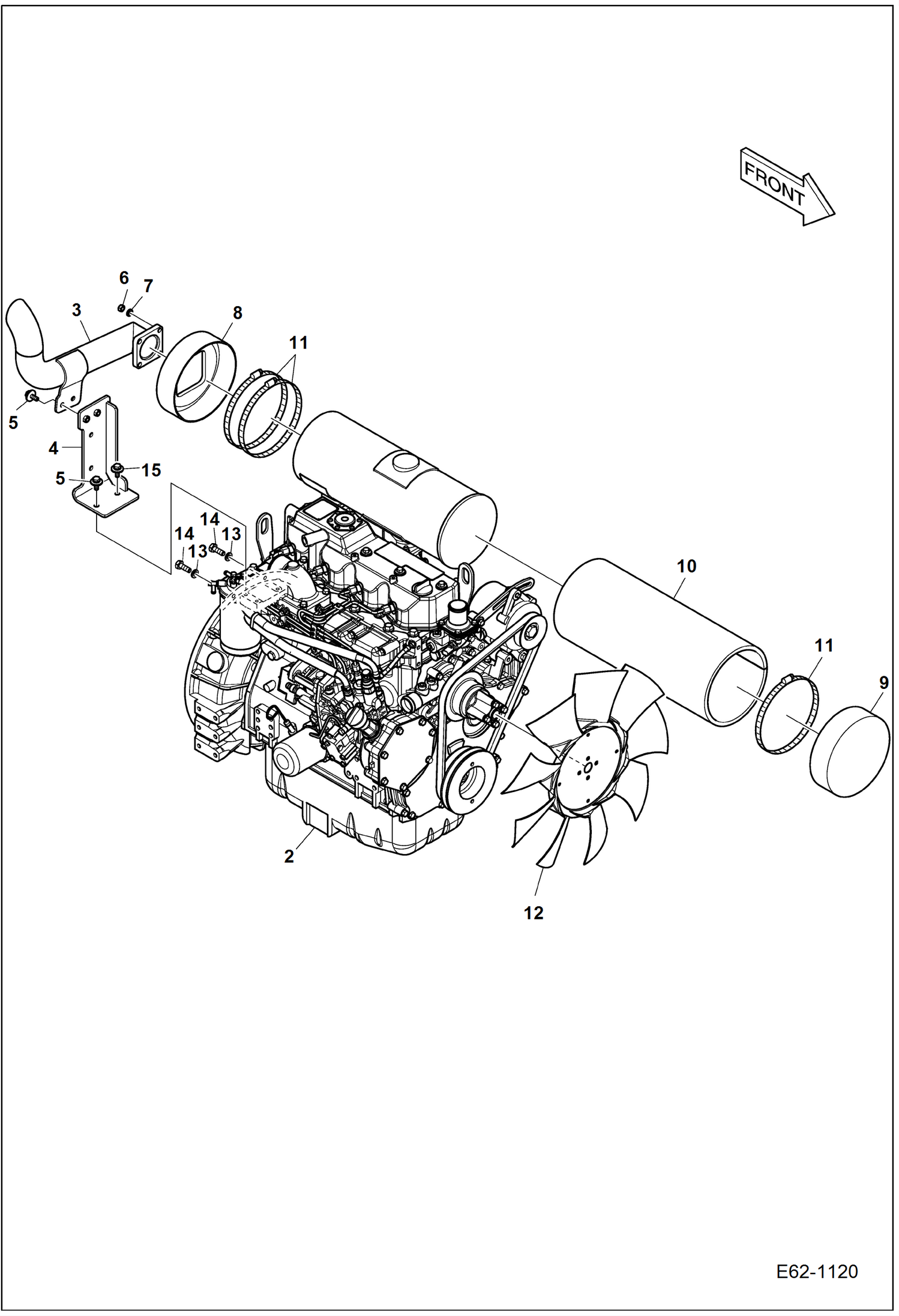 Схема запчастей Bobcat E62 - ENGINE AND ATTACHING PARTS POWER UNIT