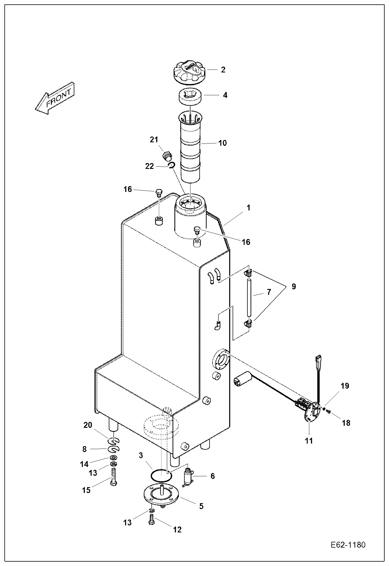 Схема запчастей Bobcat E62 - FUEL TANK POWER UNIT