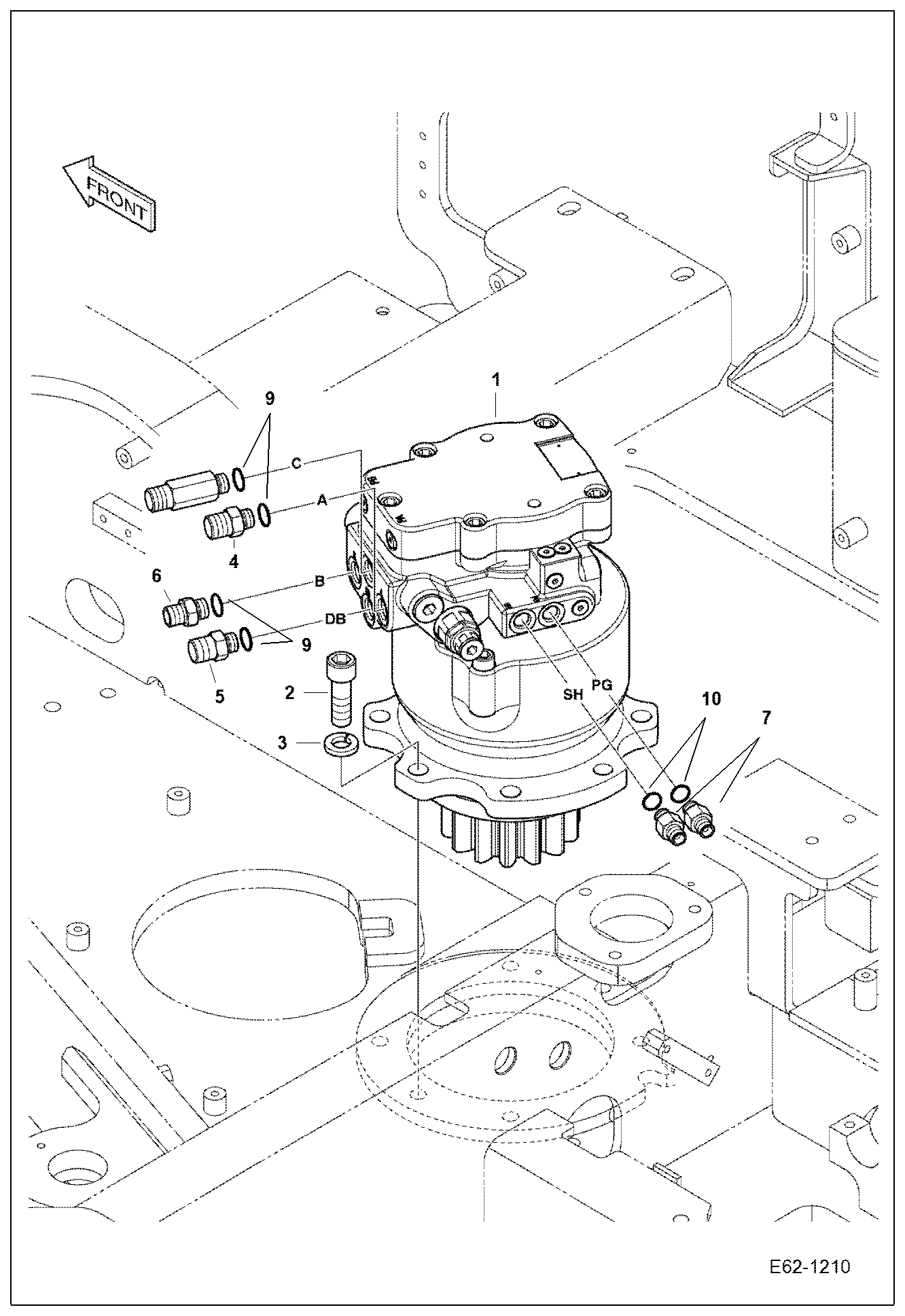 Схема запчастей Bobcat E62 - SWING MOTOR HYDRAULIC SYSTEM