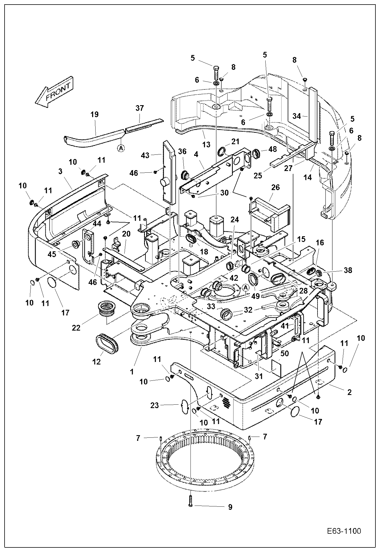 Схема запчастей Bobcat E63 - MAIN FRAME (Upperstructure) MAIN FRAME